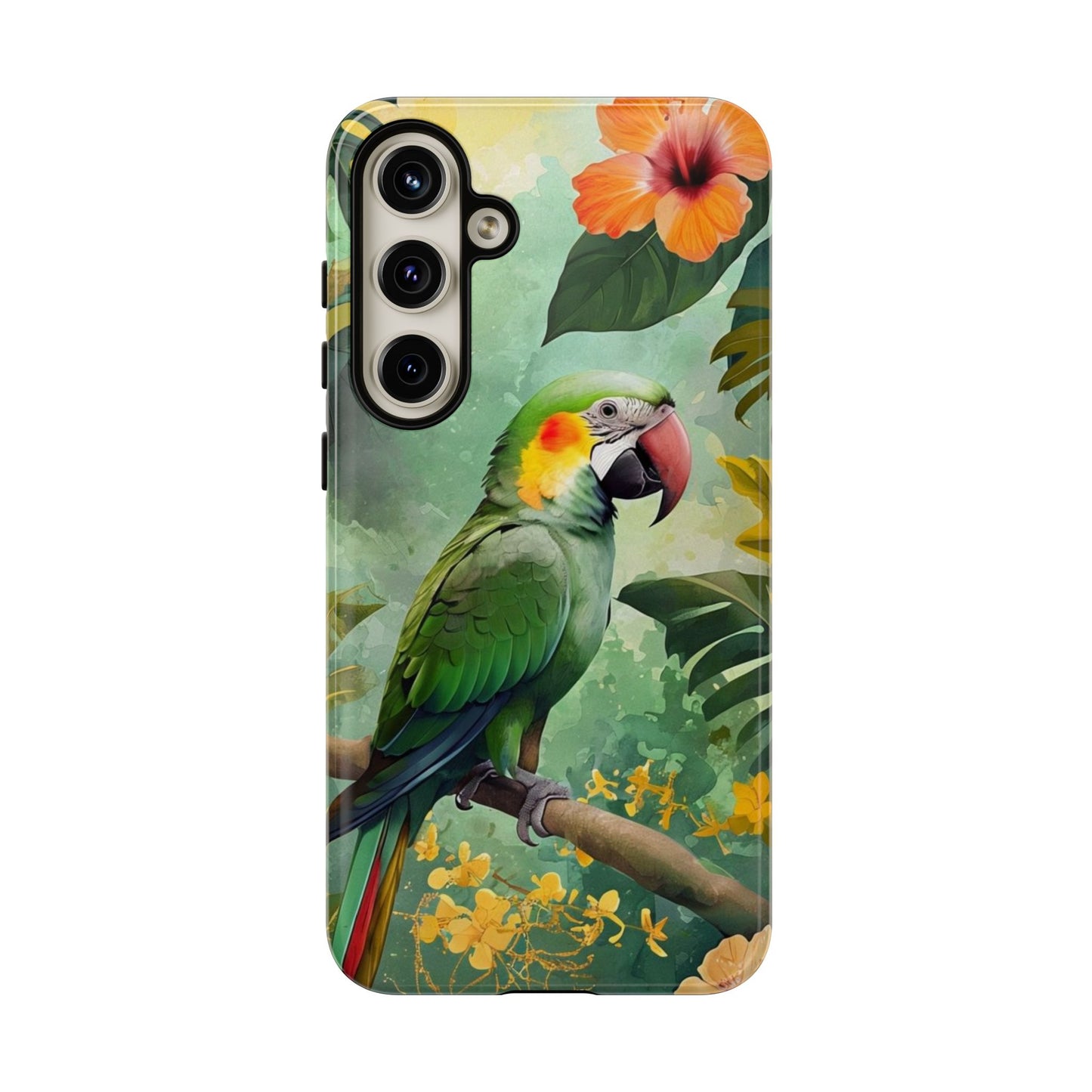Phone Case Parrot – Vibrant Tropical Bird Art - Dual-Layer Shockproof Protection