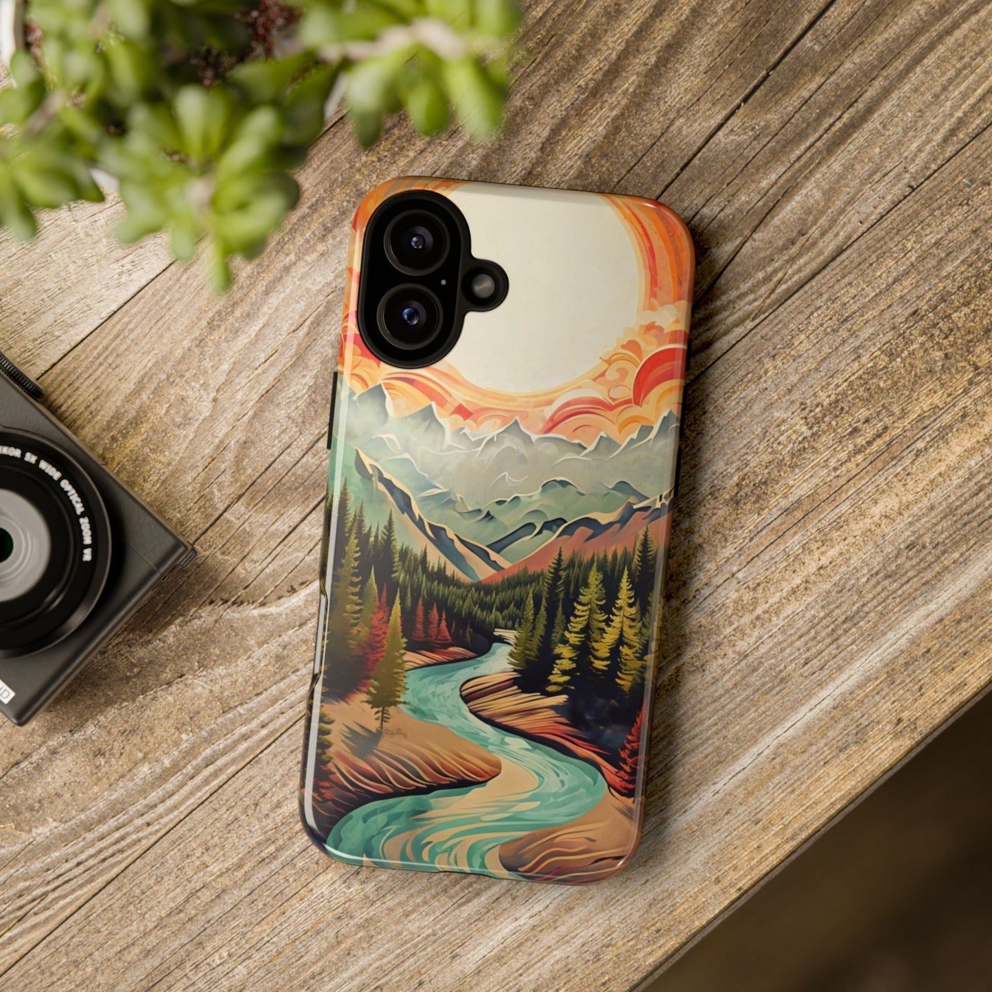 Phone Case Nature – Colorful Mountain Landscape Phone Cover – Artistic Wilderness Design