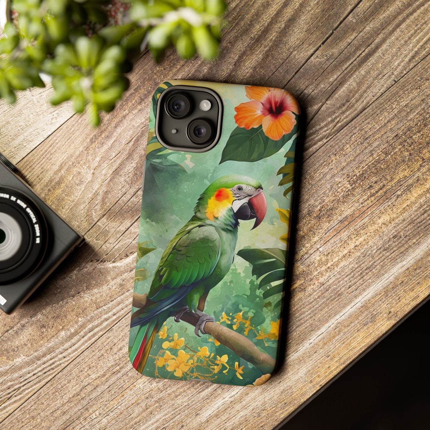 Phone Case Parrot – Vibrant Tropical Bird Art - Dual-Layer Shockproof Protection
