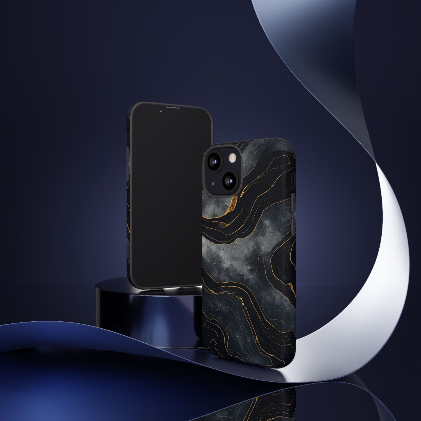 Phone Case Dark Elegance with Gold Accents – Stylish & Protective Cover
