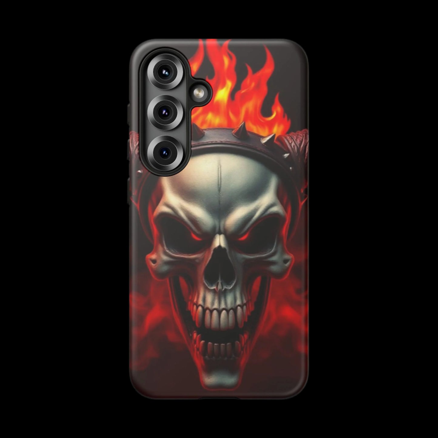 Phone Case Flaming Demon Skull – Horned Skull in Fire - Gothic & Dark Art Cover