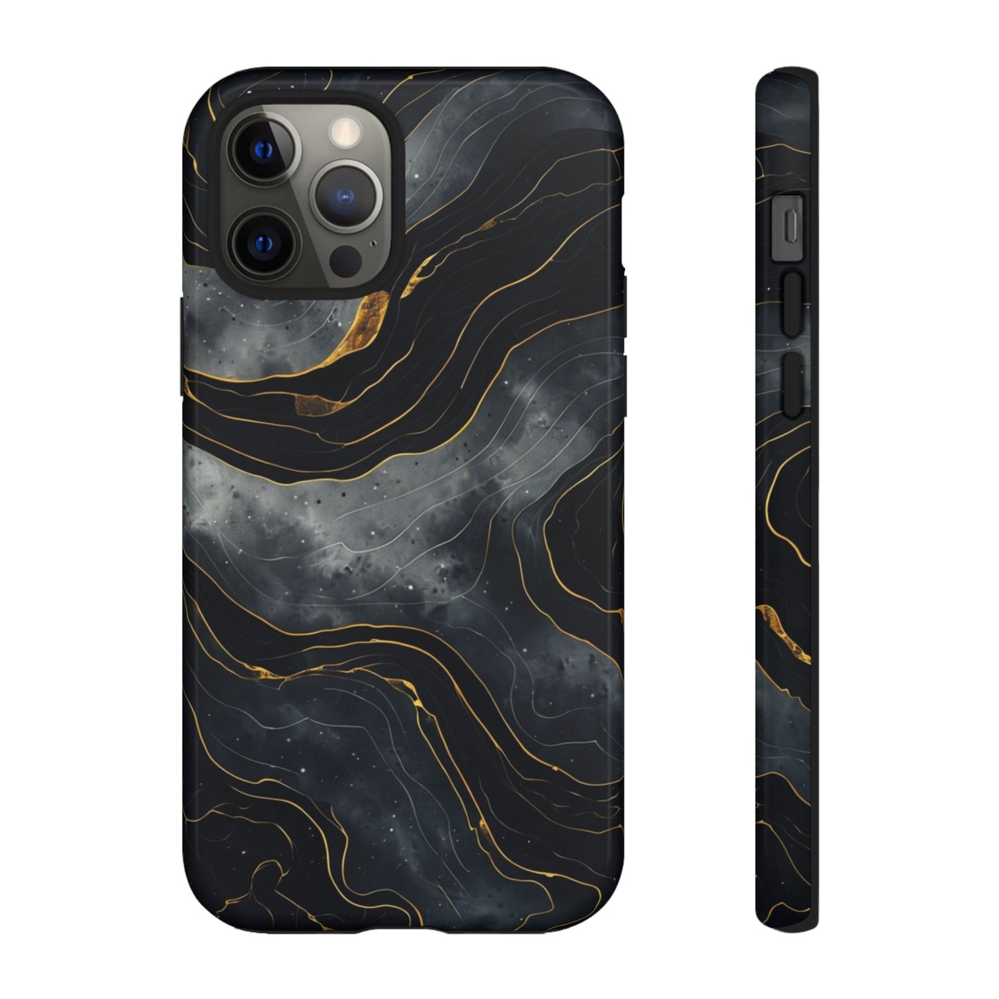 Phone Case Dark Elegance with Gold Accents – Stylish & Protective Cover