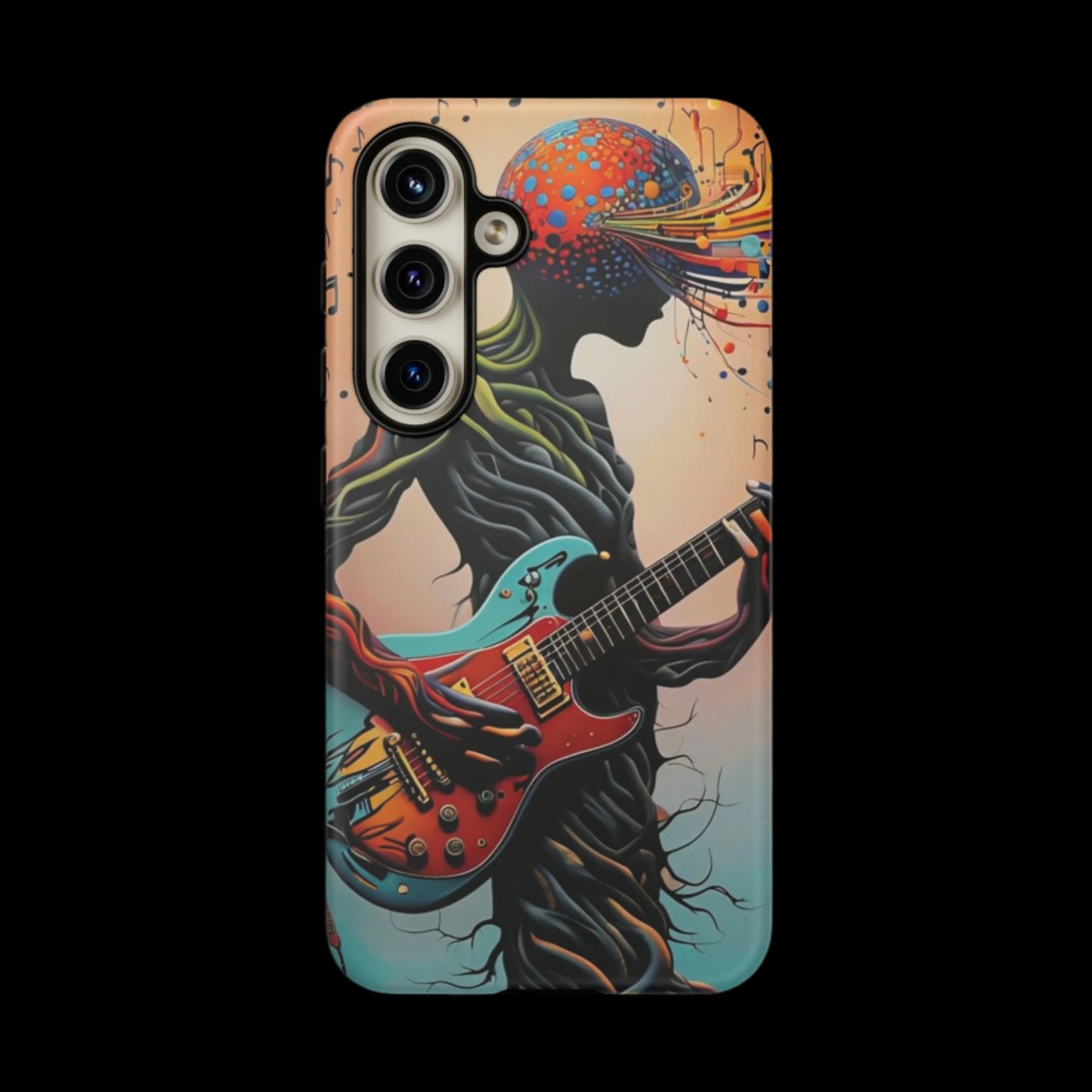Phone Case Psychedelic Tree Guitarist – Abstract Music Art Cover