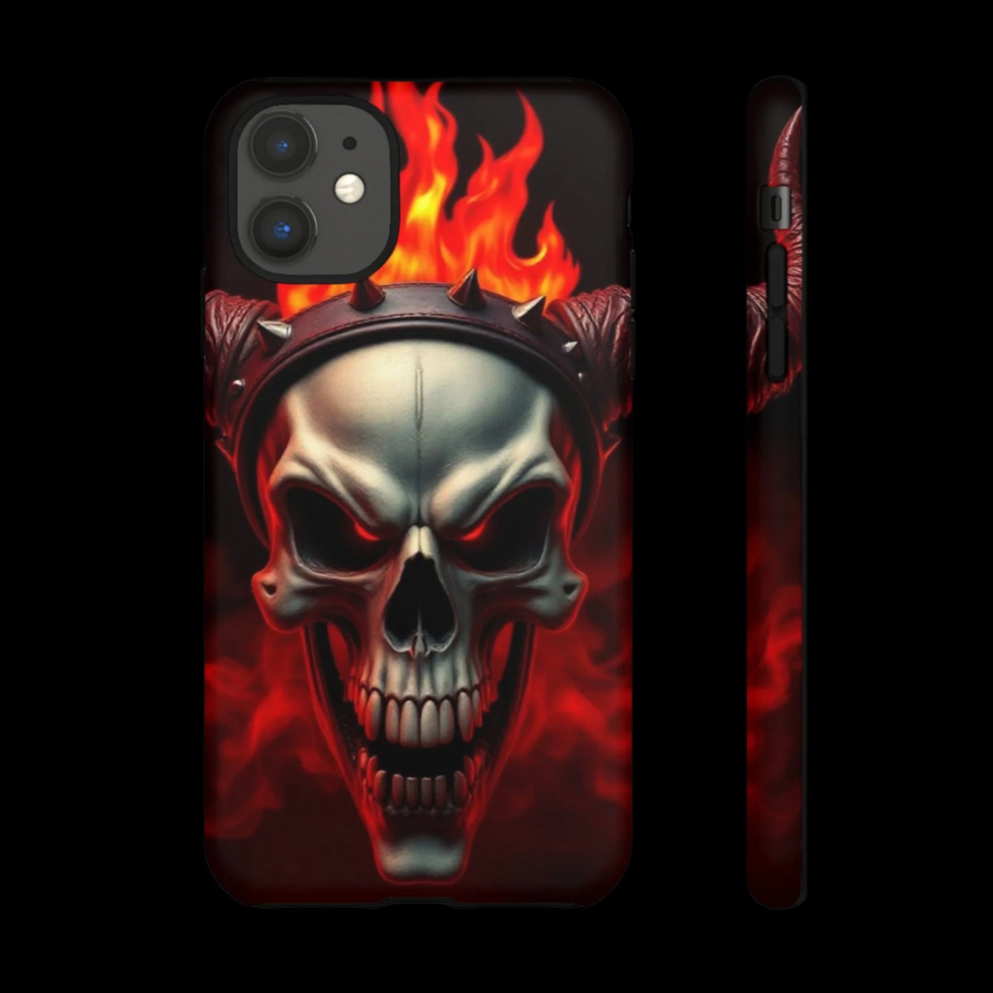 Phone Case Flaming Demon Skull – Horned Skull in Fire - Gothic & Dark Art Cover