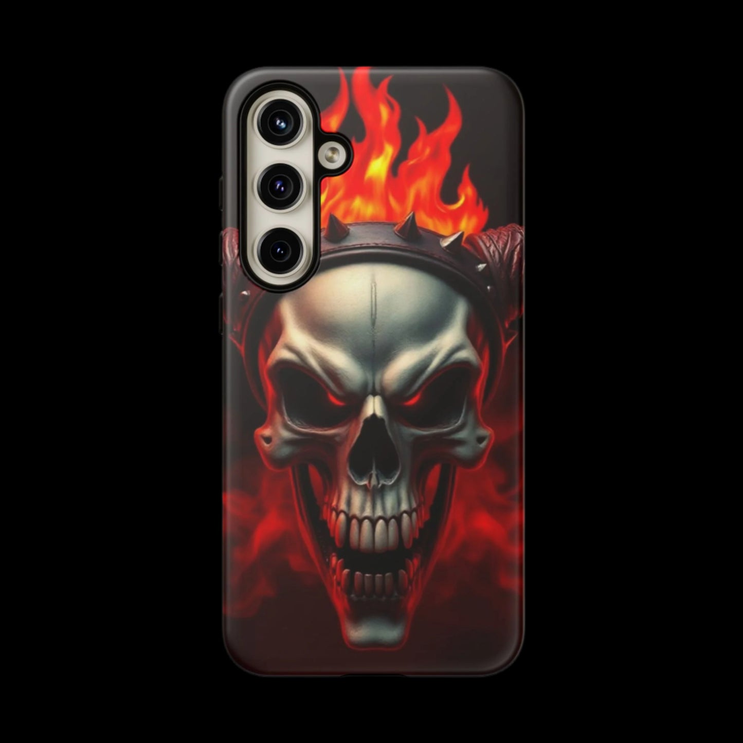 Phone Case Flaming Demon Skull – Horned Skull in Fire - Gothic & Dark Art Cover