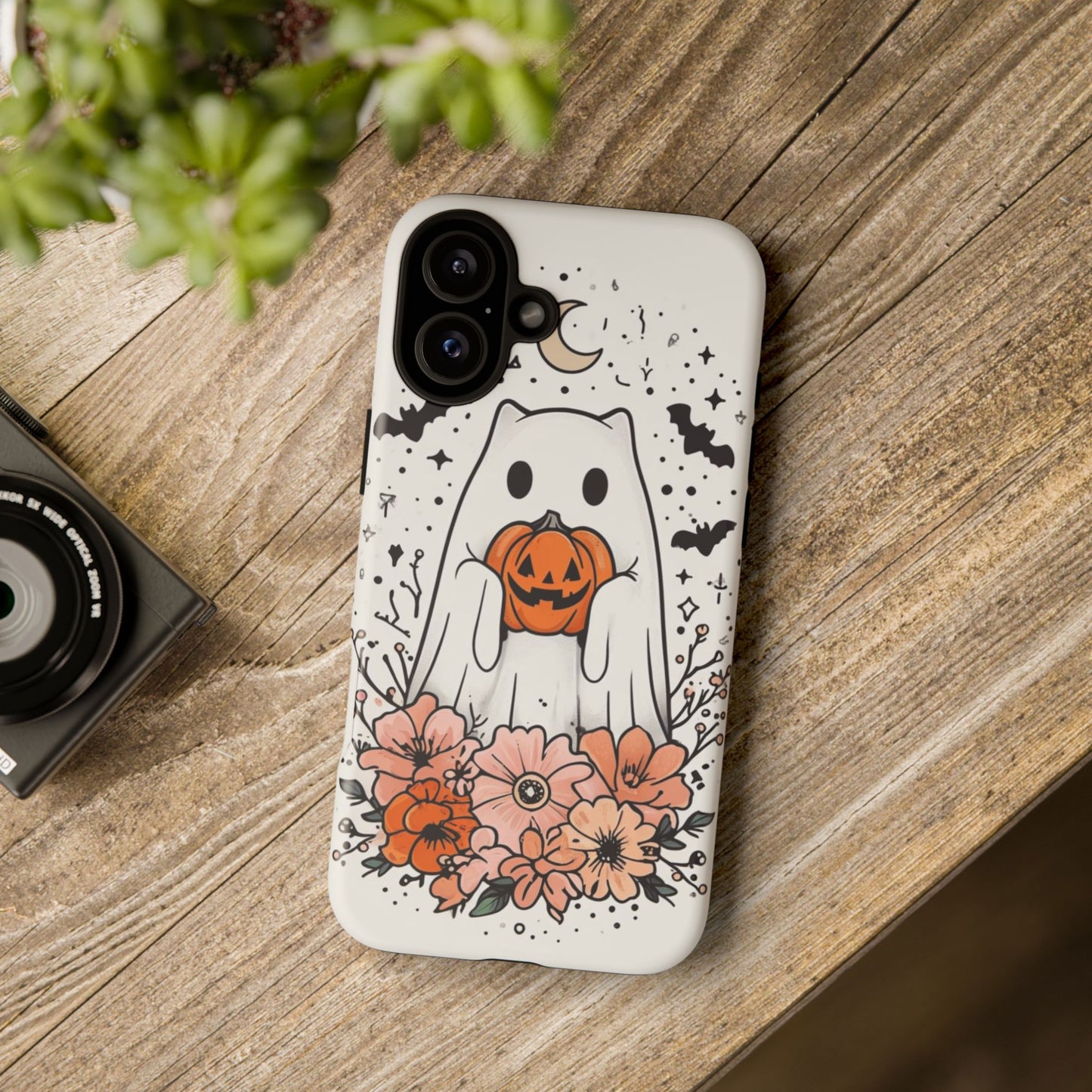 Halloween Phone Case with Ghost and Jack-O'-Lantern Design for Spooky Festive Style