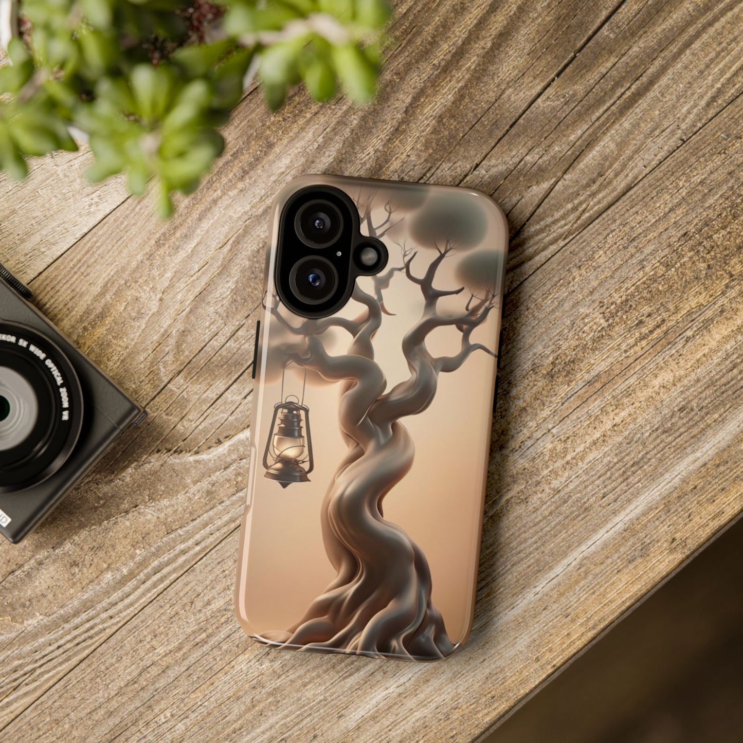 Phone Case Whispers of Hope – Elegant Tree & Lantern - Unique Nature-Inspired Design
