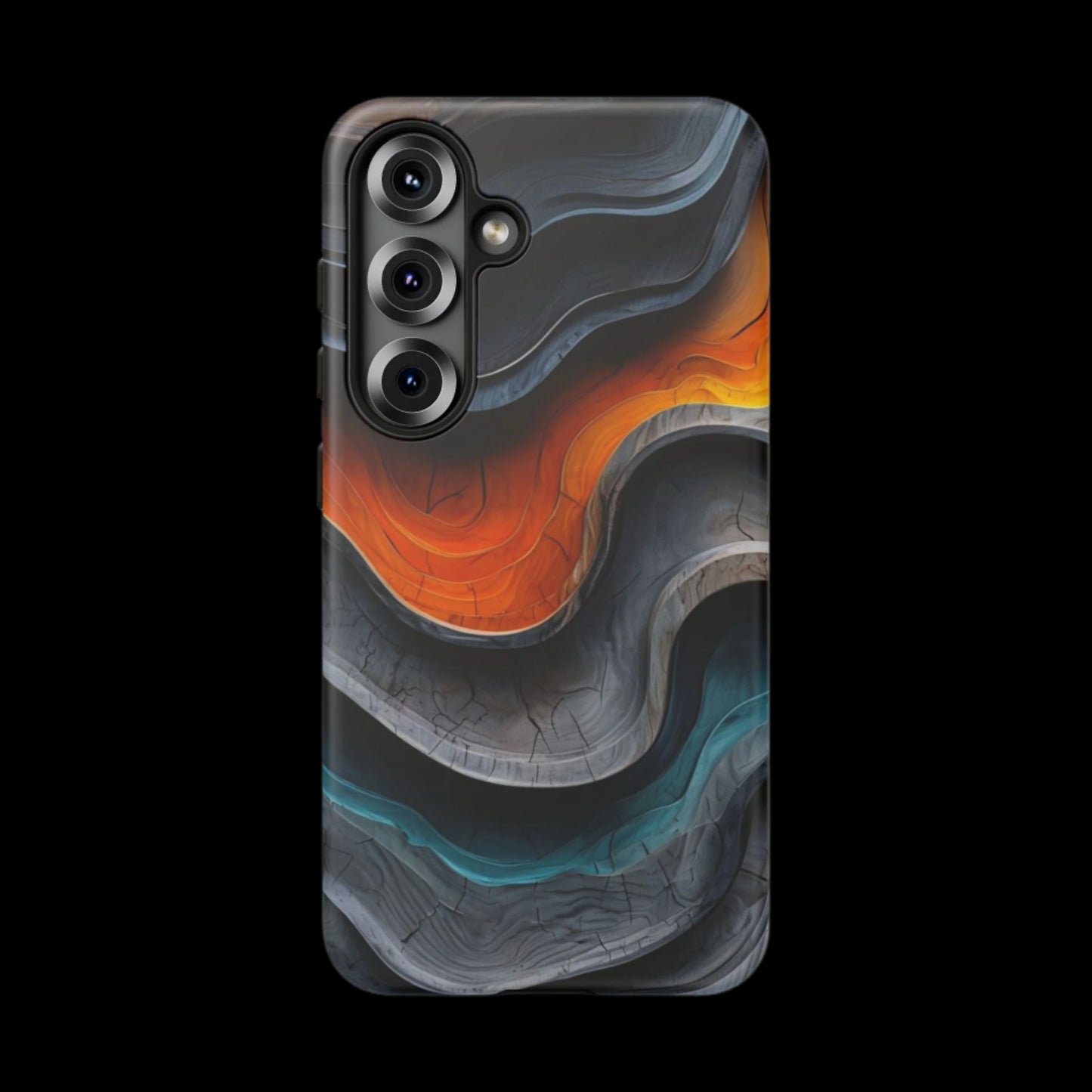 Phone Case Abstract Wave – Aesthetic Orange Teal Black Cover – Case Gift