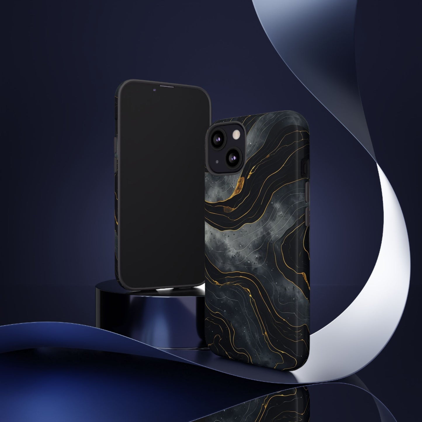 Phone Case Dark Elegance with Gold Accents – Stylish & Protective Cover