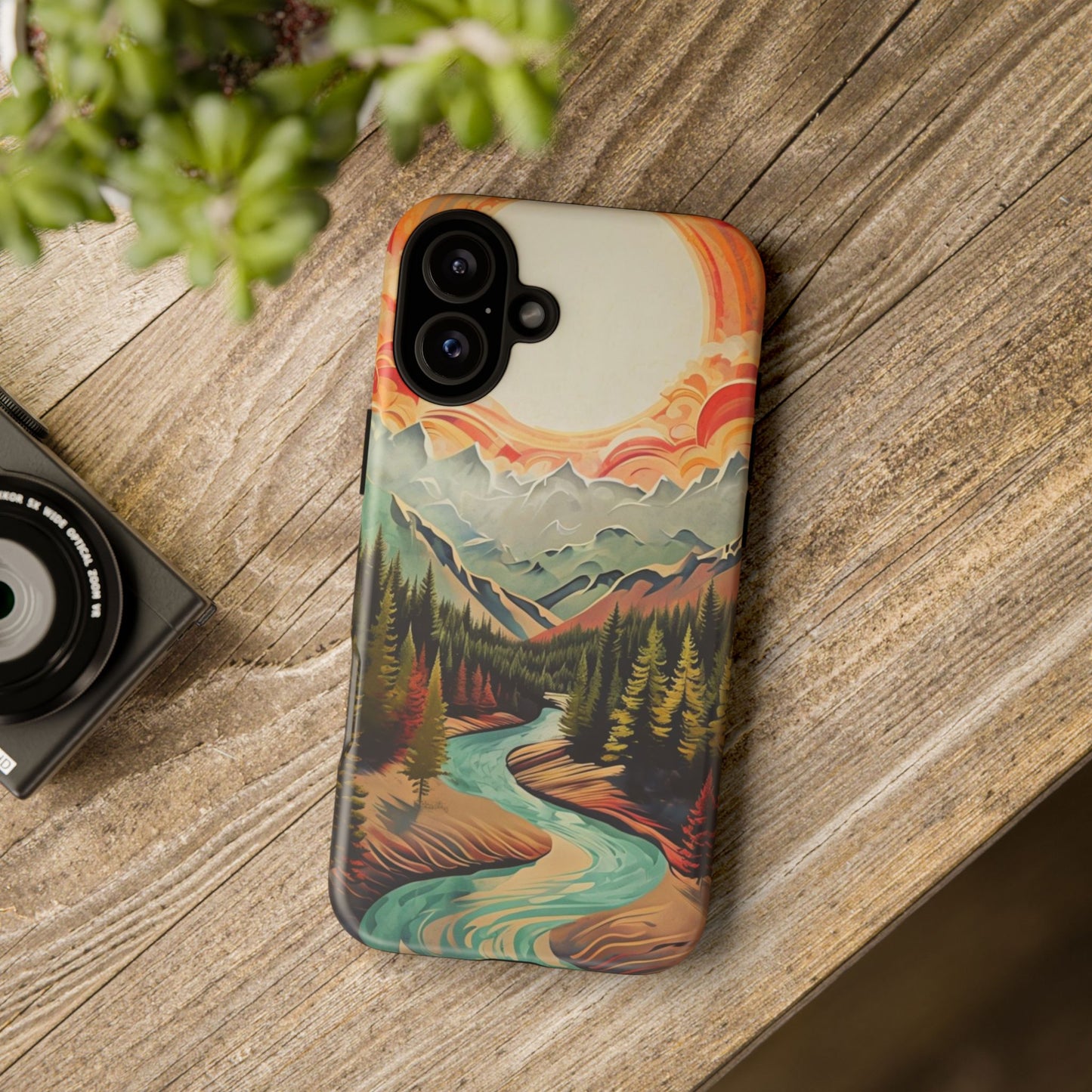 Phone Case Nature – Colorful Mountain Landscape Phone Cover – Artistic Wilderness Design