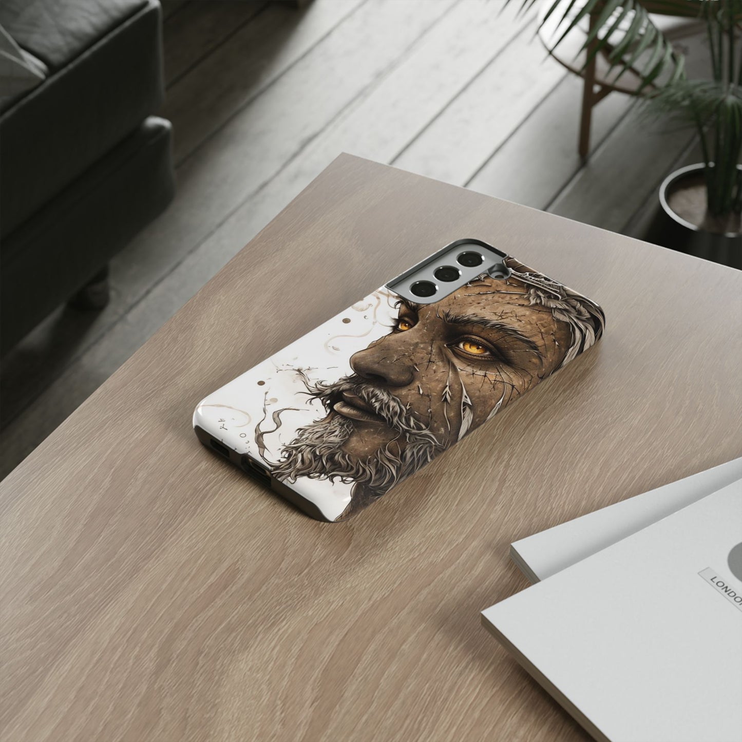 Phone Case Mystical Deity Portrait with Powerful Serene Expression and Ethereal Hues