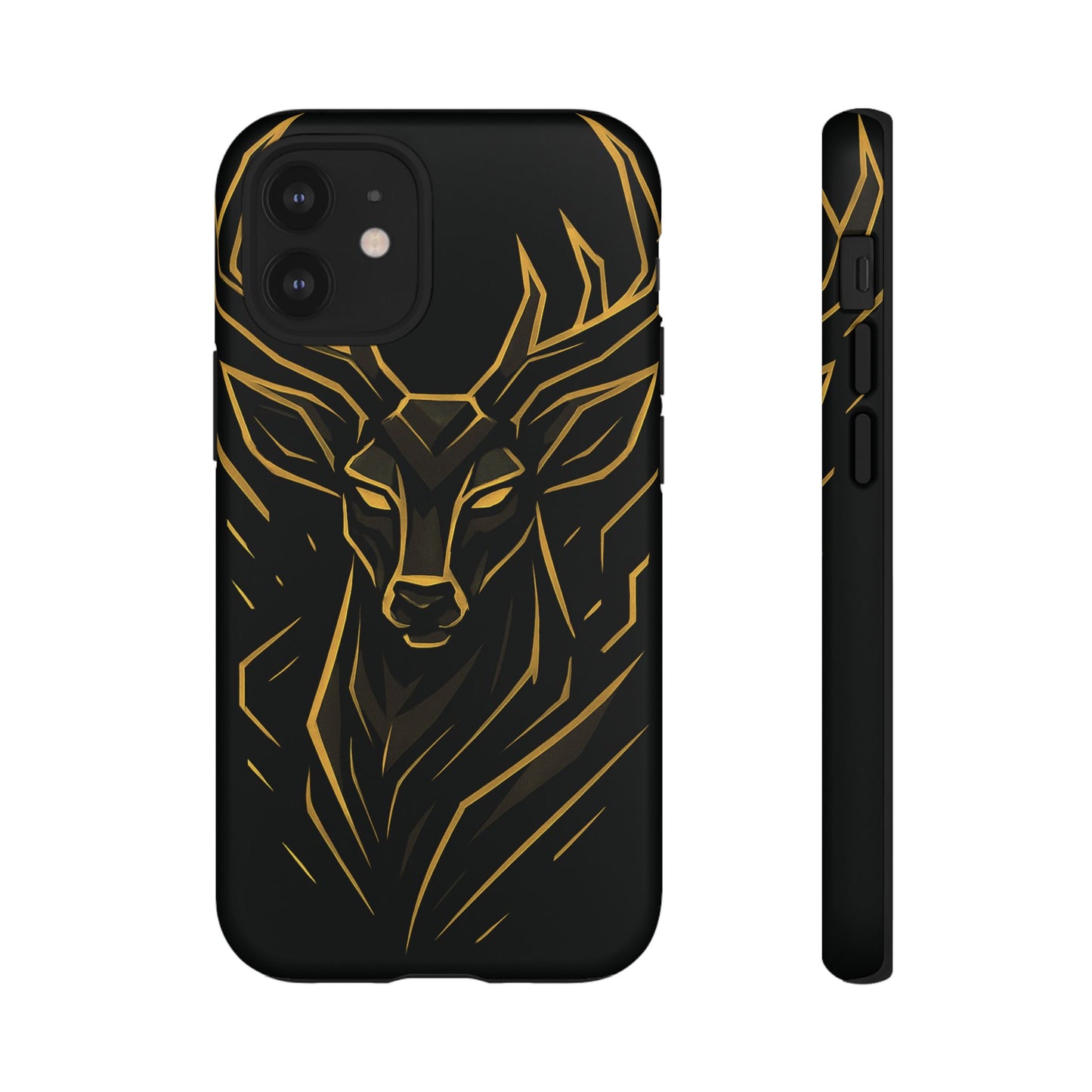 Phone Case with Black and Gold Deer Design – Elegant & Sophisticated Style