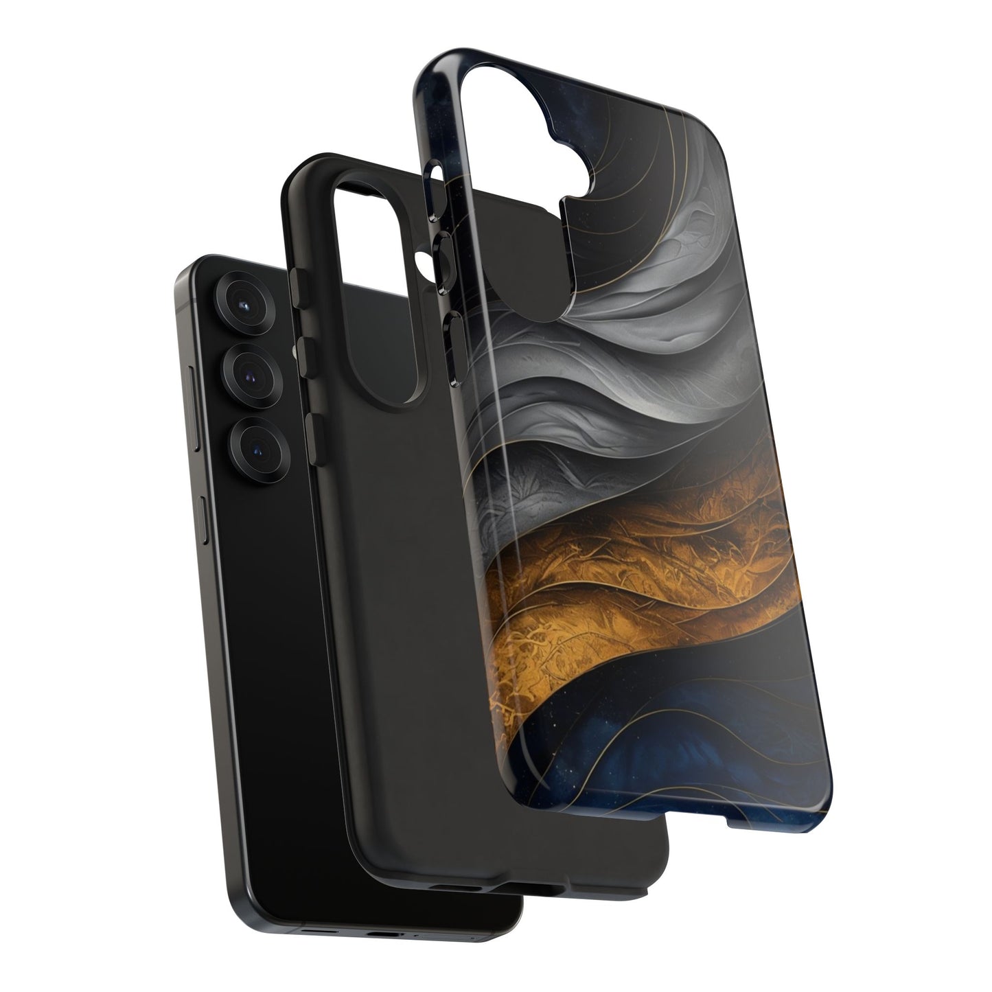 Phone Case Elegant Abstract Marble – Gold, Grey & Navy Design