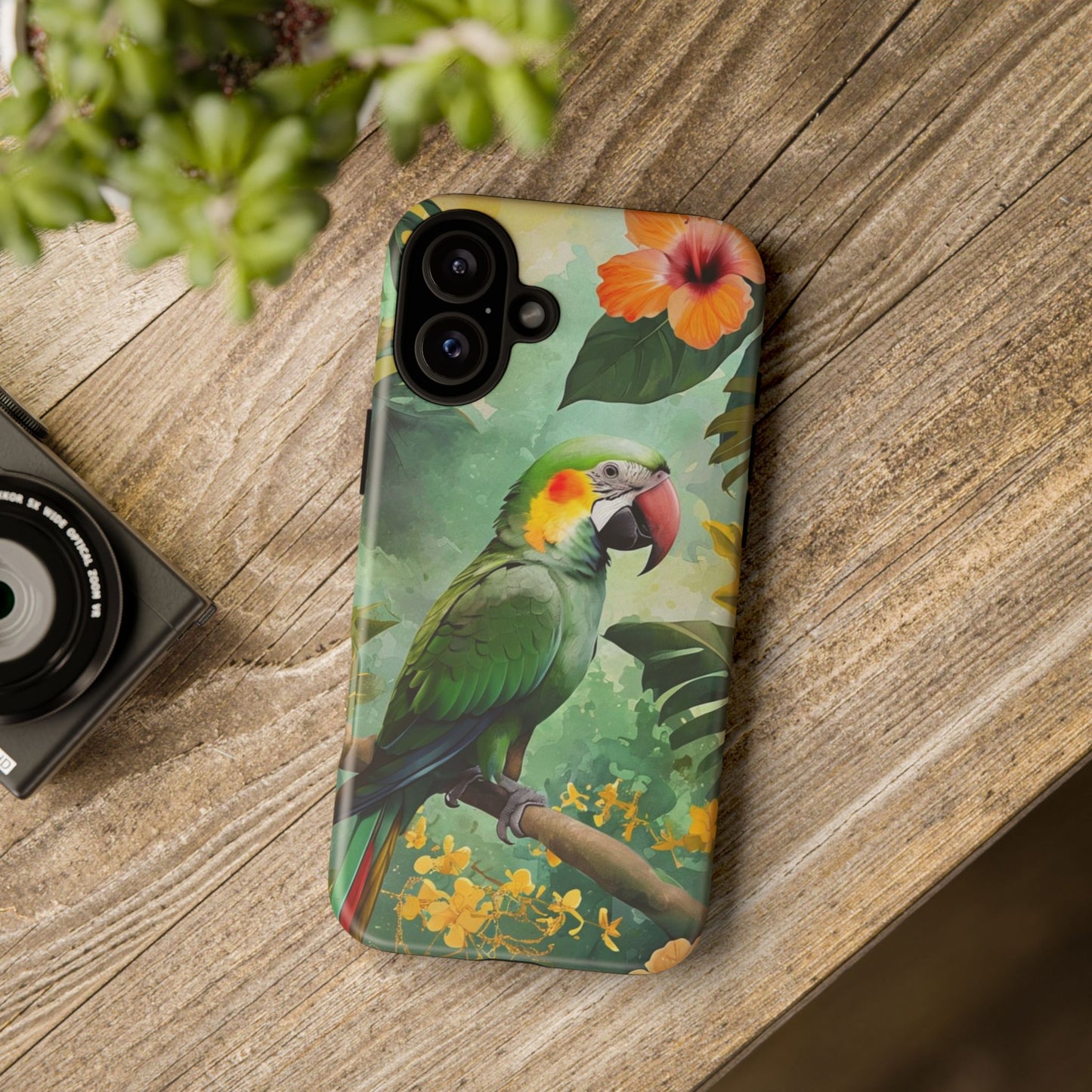Phone Case Parrot – Vibrant Tropical Bird Art - Dual-Layer Shockproof Protection