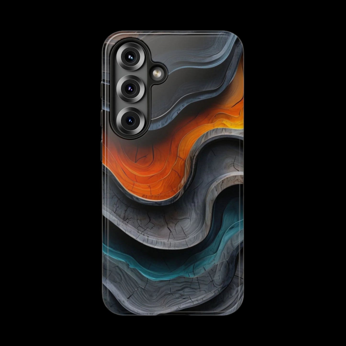 Phone Case Abstract Wave – Aesthetic Orange Teal Black Cover – Case Gift