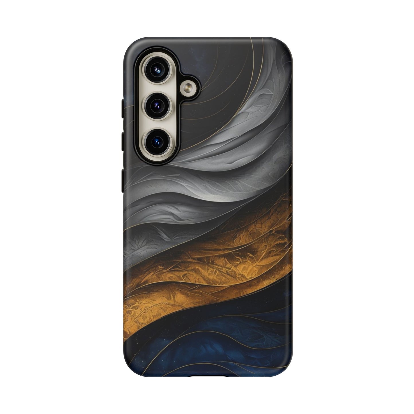 Phone Case Elegant Abstract Marble – Gold, Grey & Navy Design