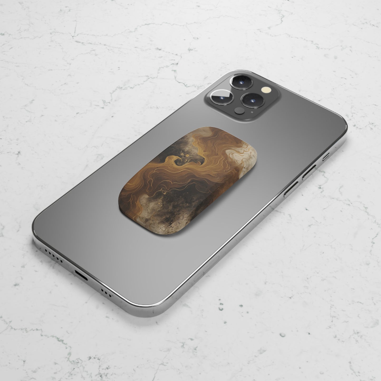 Stylish Swirl Marble Phone Stand - Elegant Adhesive Grip & Kickstand for Smartphones