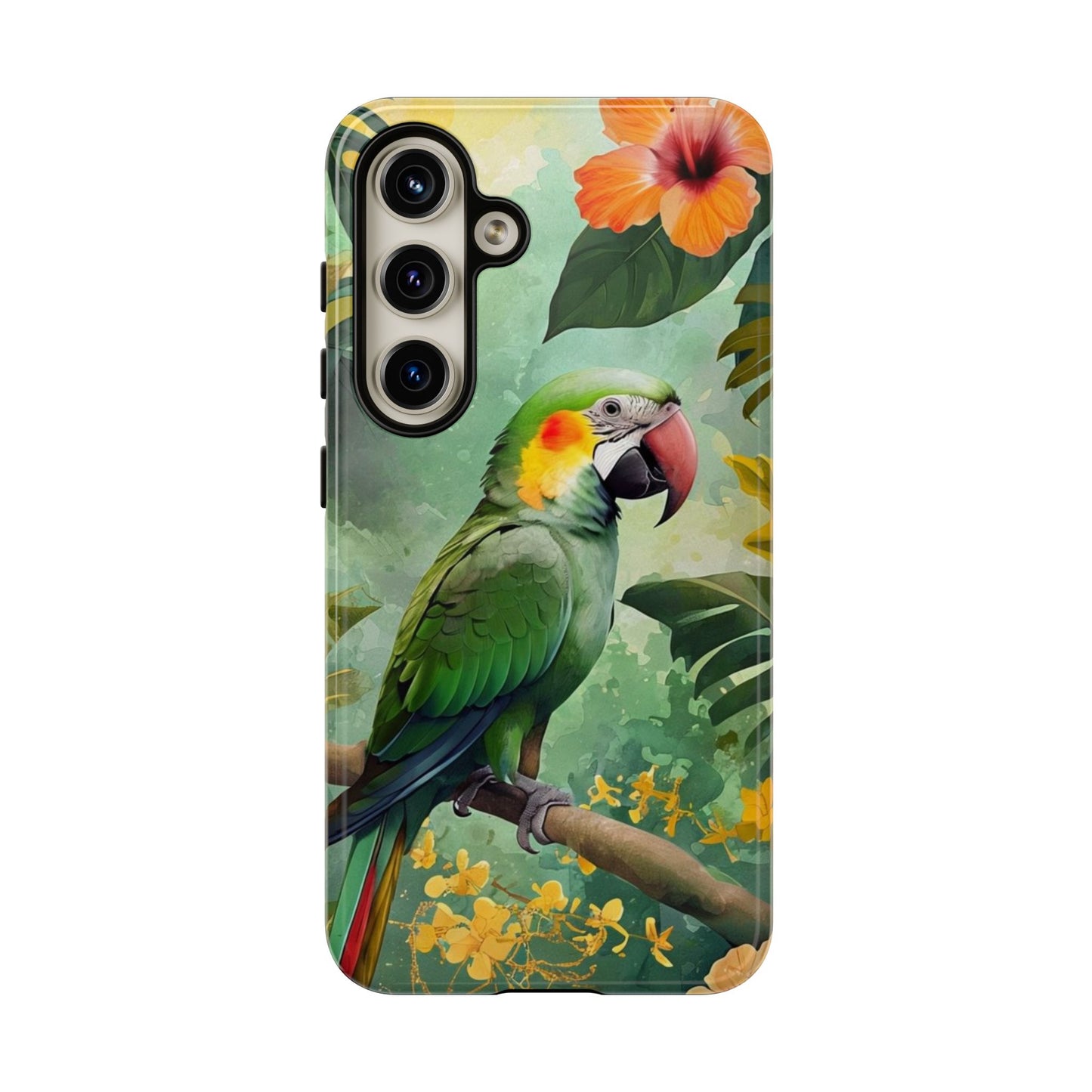 Phone Case Parrot – Vibrant Tropical Bird Art - Dual-Layer Shockproof Protection