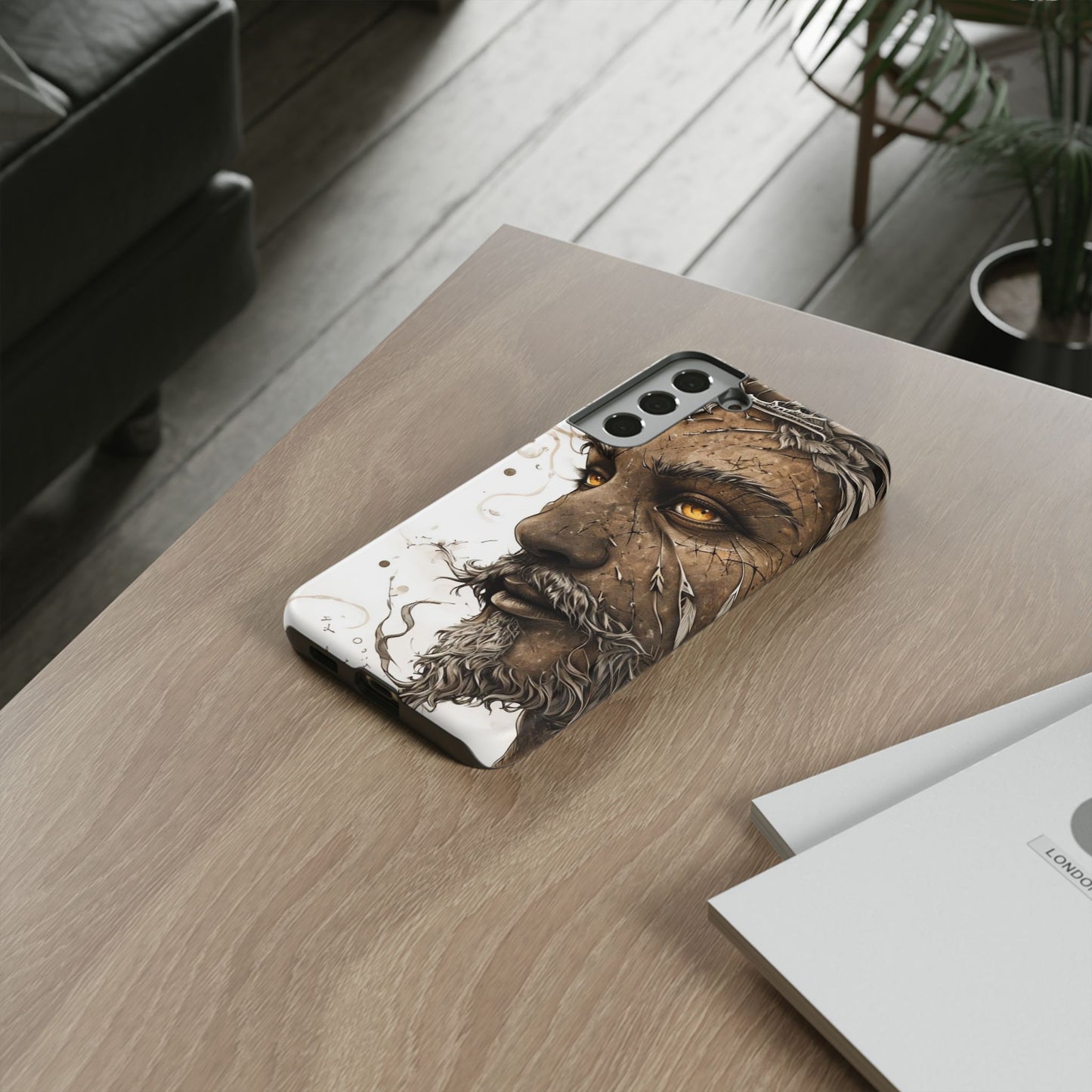 Phone Case Mystical Deity Portrait with Powerful Serene Expression and Ethereal Hues