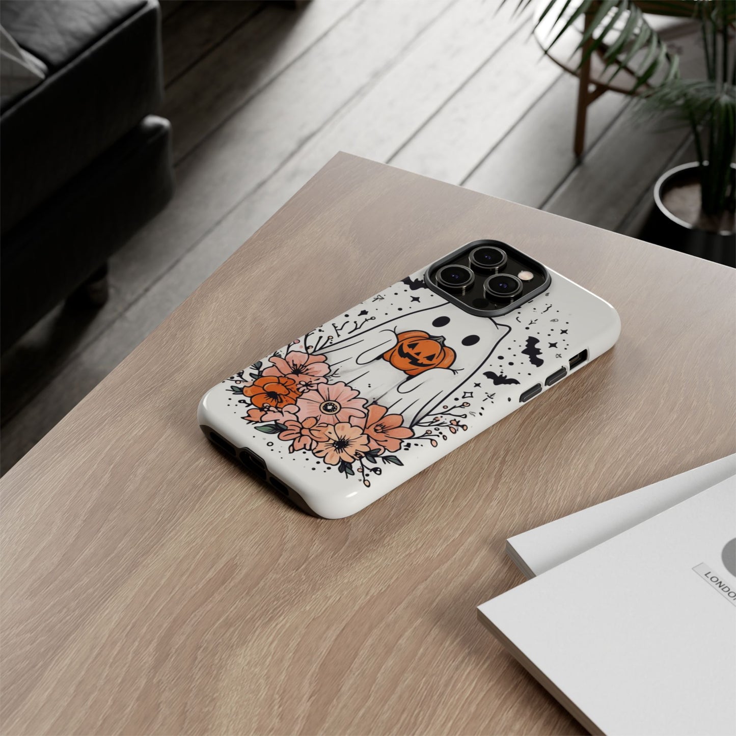 Halloween Phone Case with Ghost and Jack-O'-Lantern Design for Spooky Festive Style