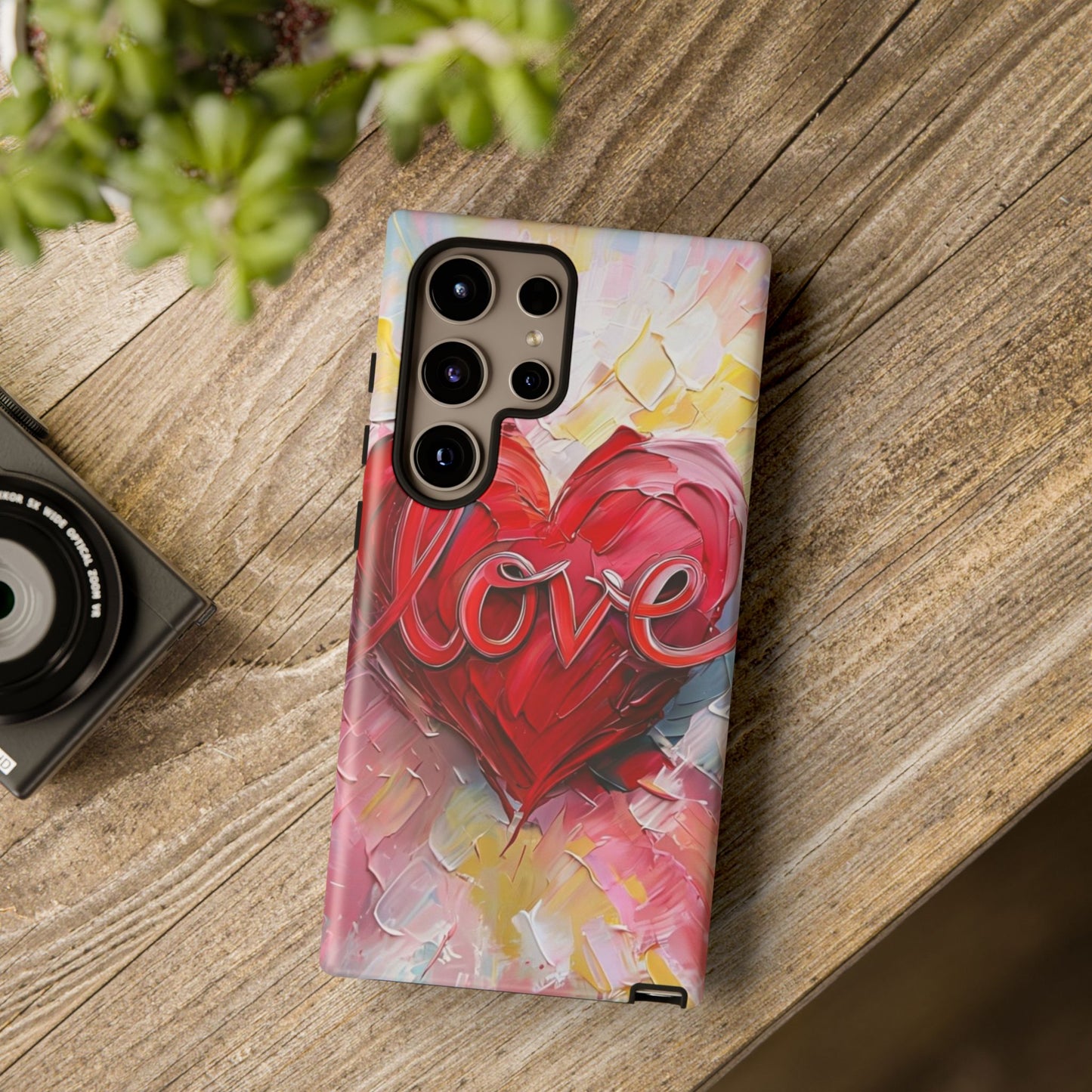 Love Heart Phone Case with Colorful Brush Strokes – Artistic & Romantic Design