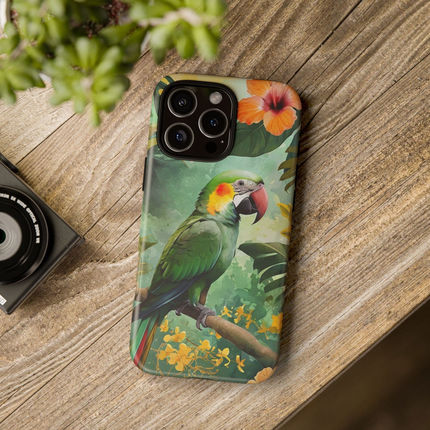 Phone Case Parrot – Vibrant Tropical Bird Art - Dual-Layer Shockproof Protection