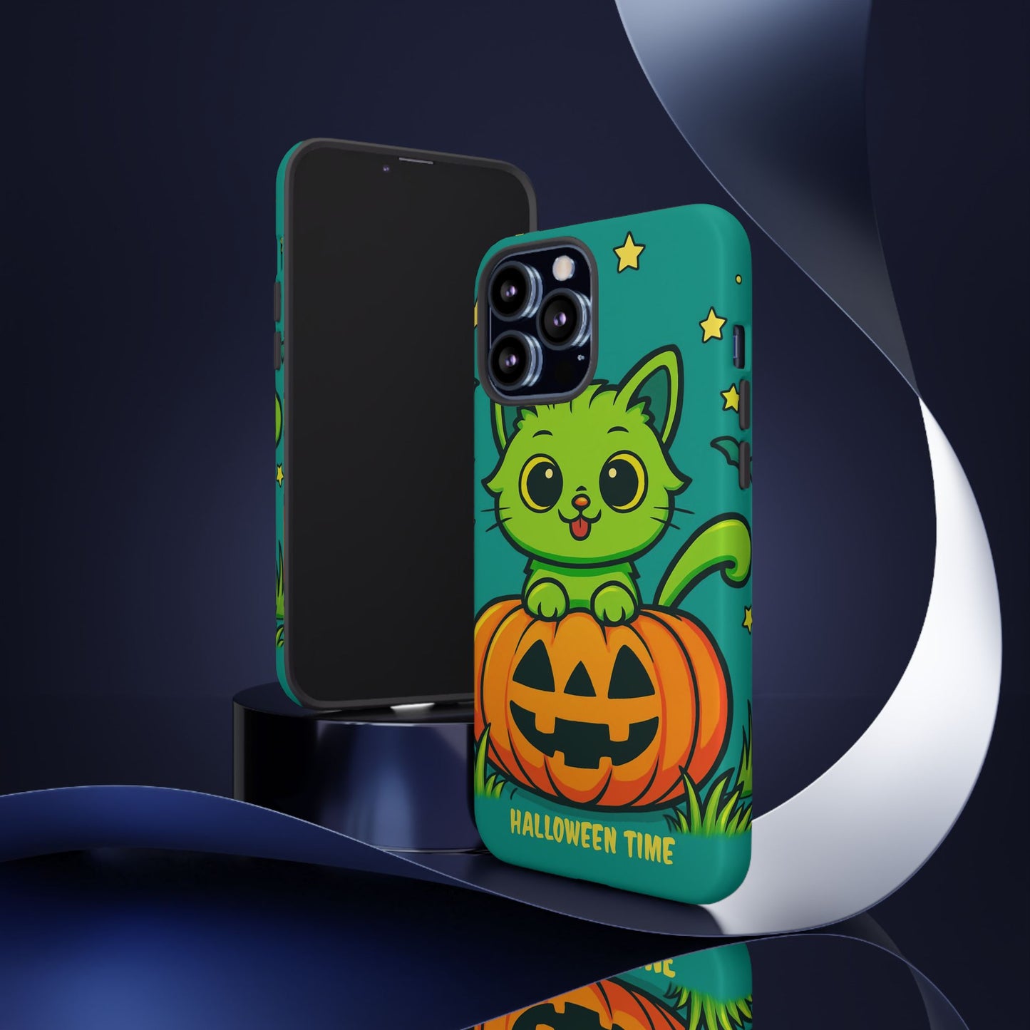 Cute Halloween Cat Phone Case with Jack-O'-Lantern Design – Perfect for Fall
