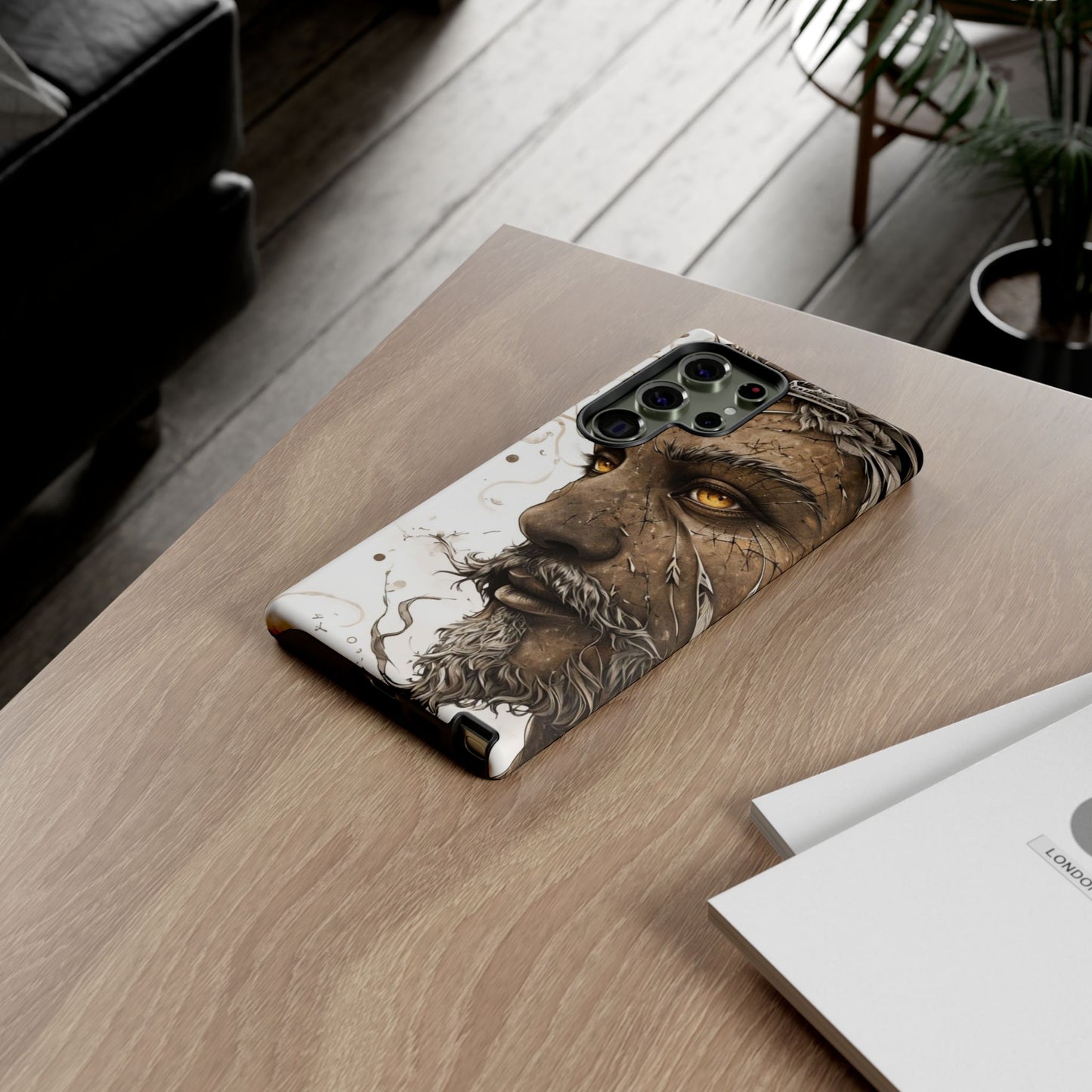 Phone Case Mystical Deity Portrait with Powerful Serene Expression and Ethereal Hues
