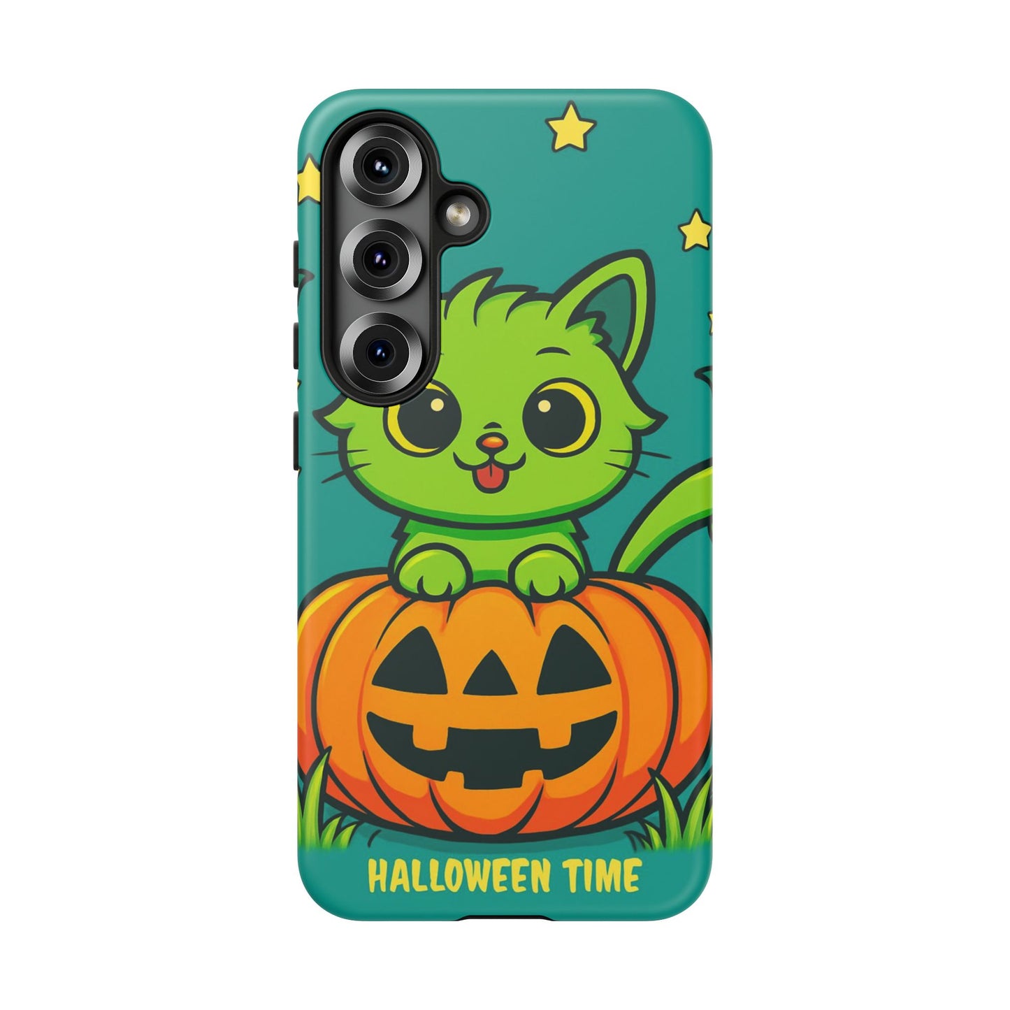 Cute Halloween Cat Phone Case with Jack-O'-Lantern Design – Perfect for Fall