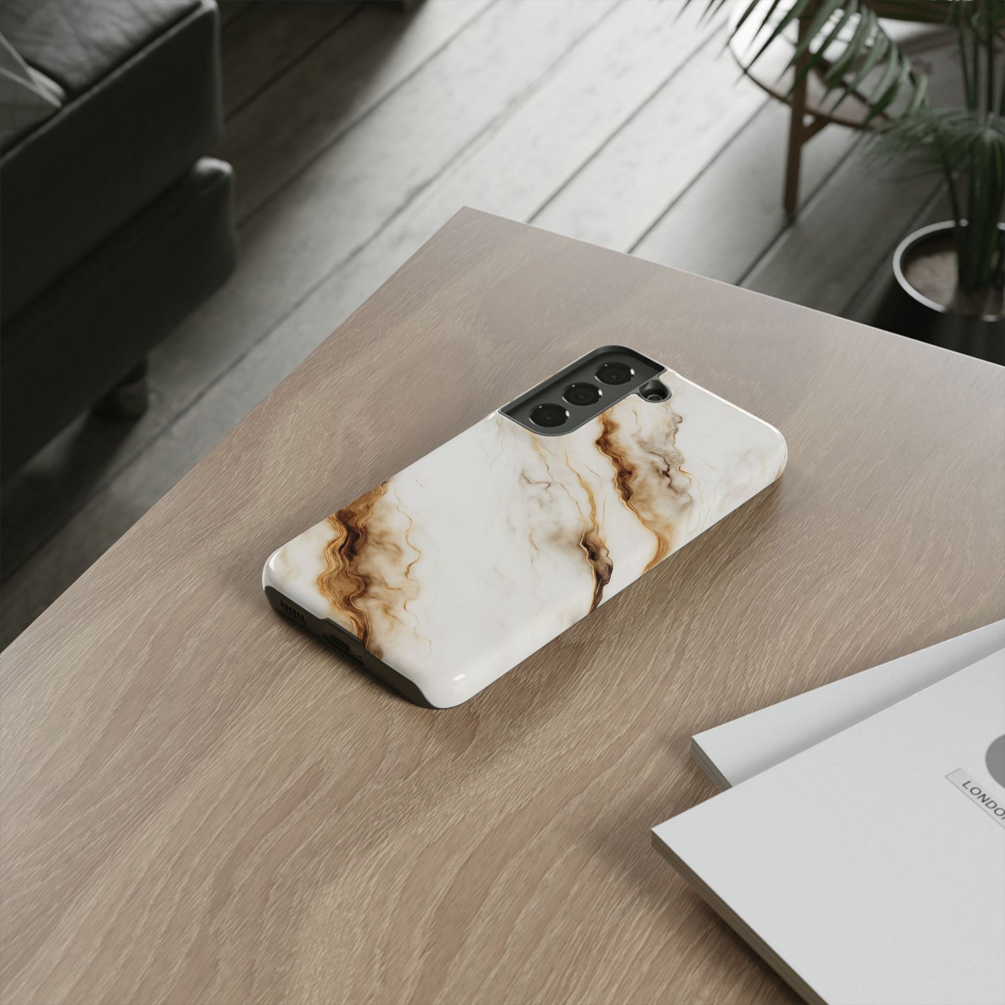 Phone Case Marble – Elegant Luxury Phone Cover, Sleek Design, Brown Beige Marble Pattern