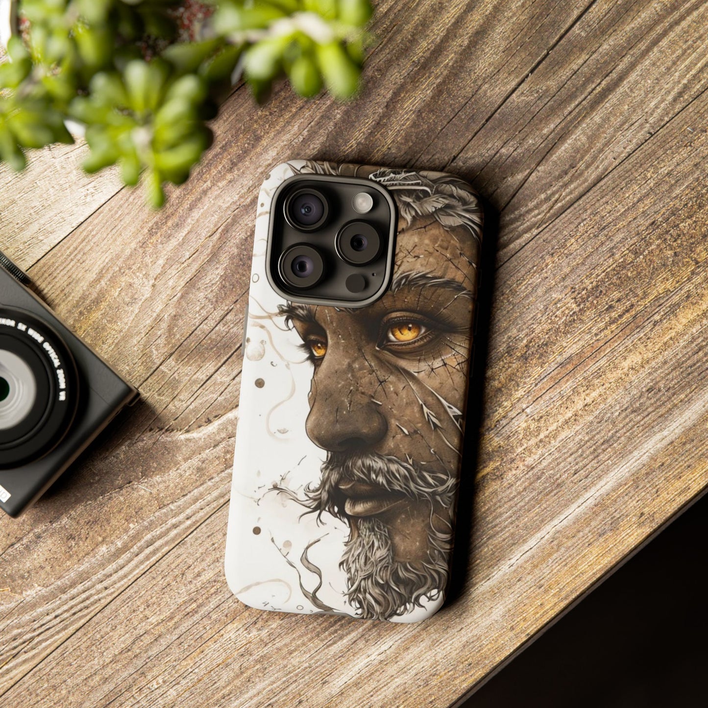 Phone Case Mystical Deity Portrait with Powerful Serene Expression and Ethereal Hues