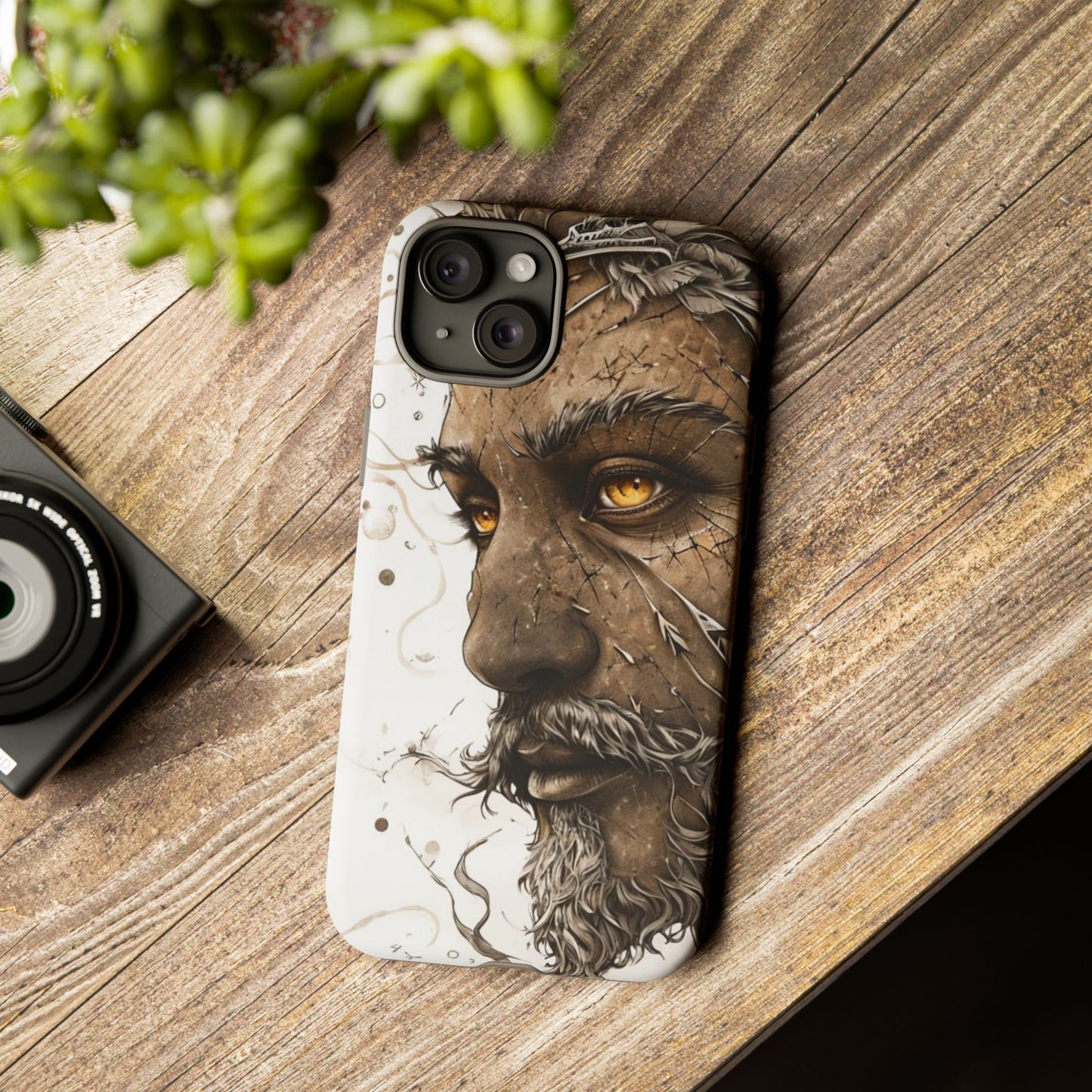 Phone Case Mystical Deity Portrait with Powerful Serene Expression and Ethereal Hues