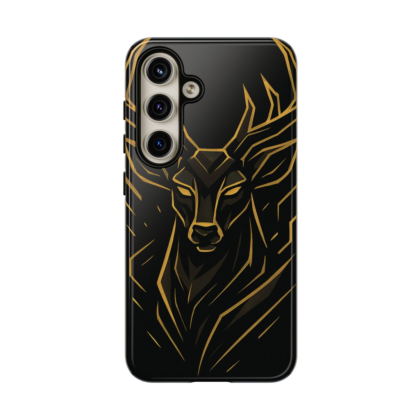 Phone Case with Black and Gold Deer Design – Elegant & Sophisticated Style