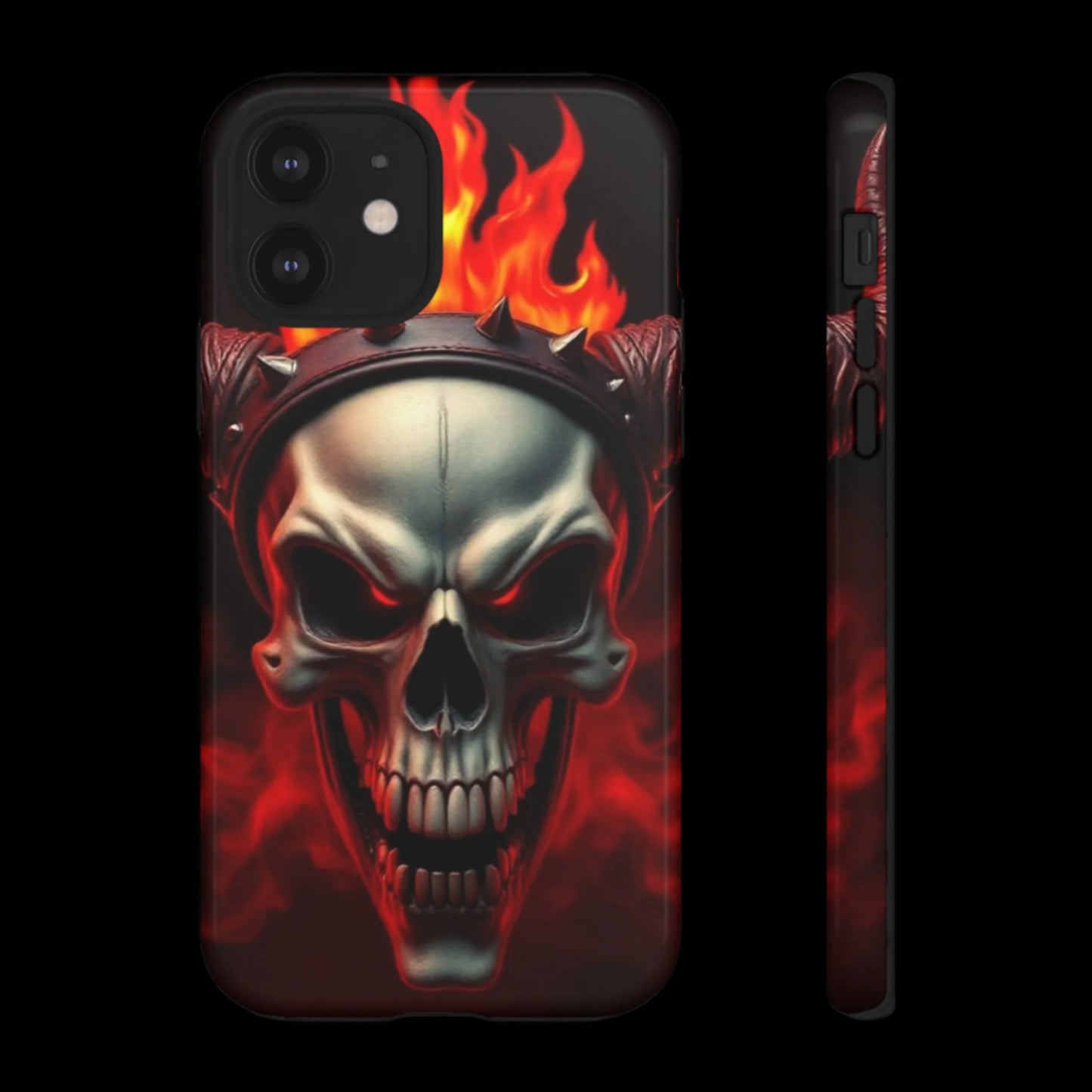Phone Case Flaming Demon Skull – Horned Skull in Fire - Gothic & Dark Art Cover