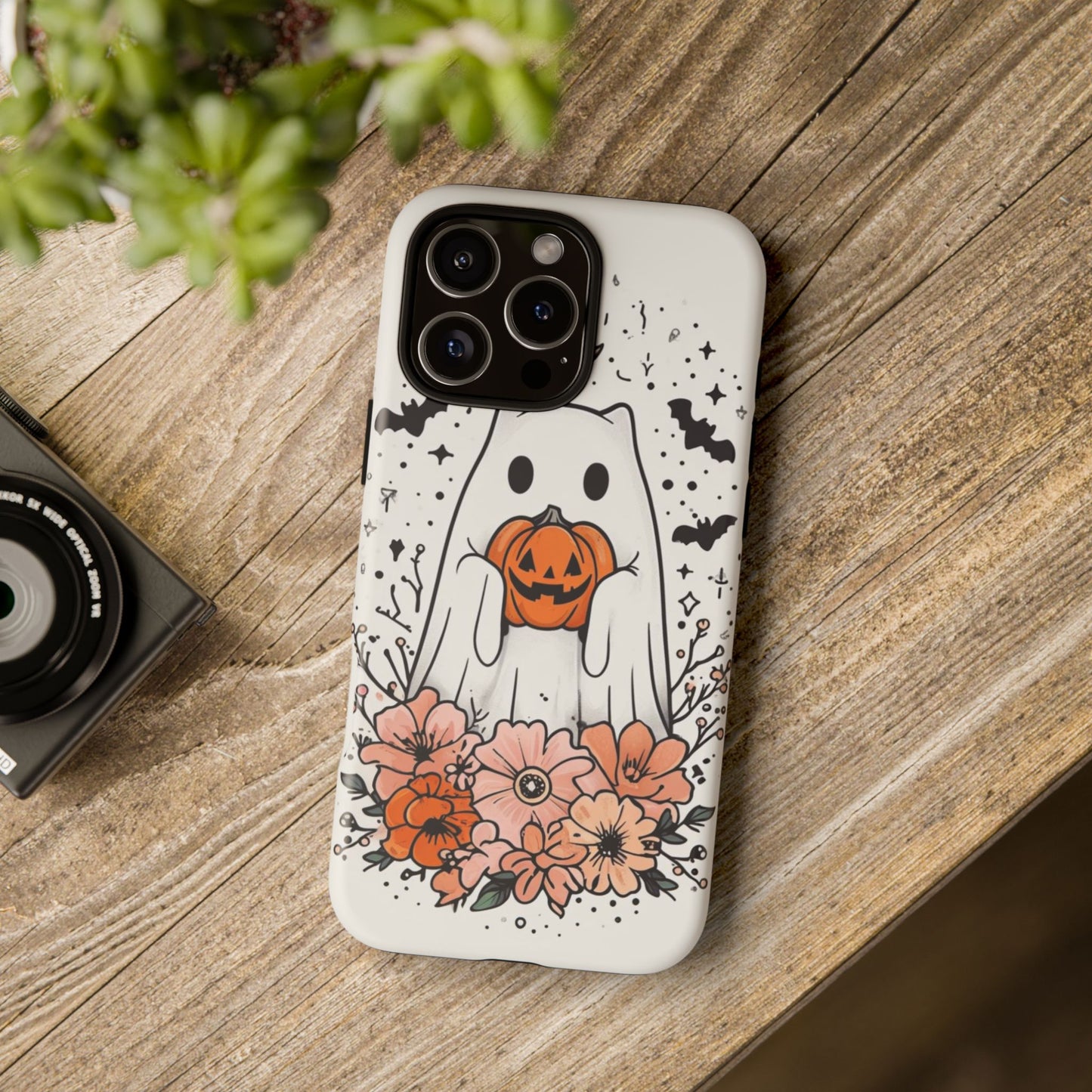 Halloween Phone Case with Ghost and Jack-O'-Lantern Design for Spooky Festive Style