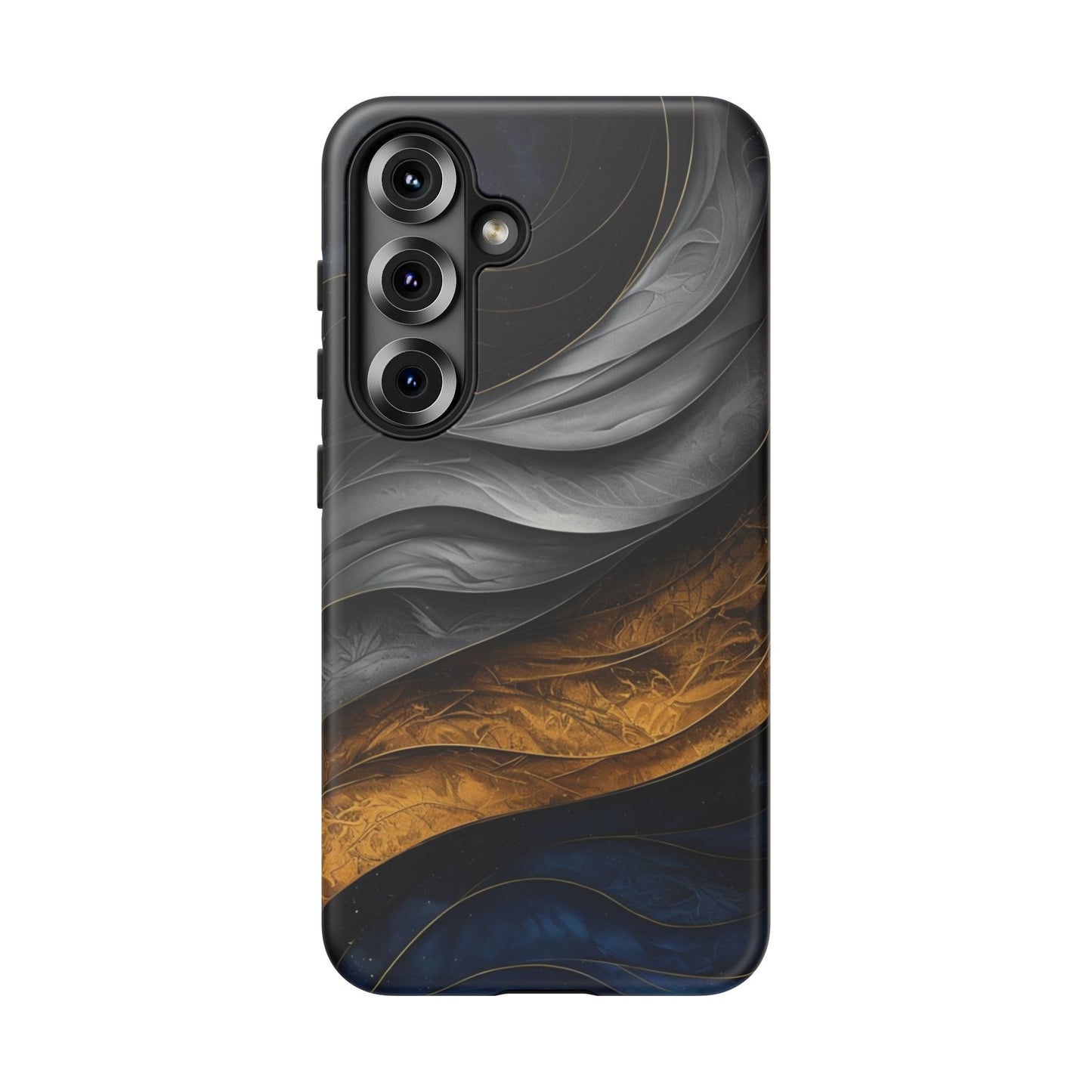 Phone Case Elegant Abstract Marble – Gold, Grey & Navy Design