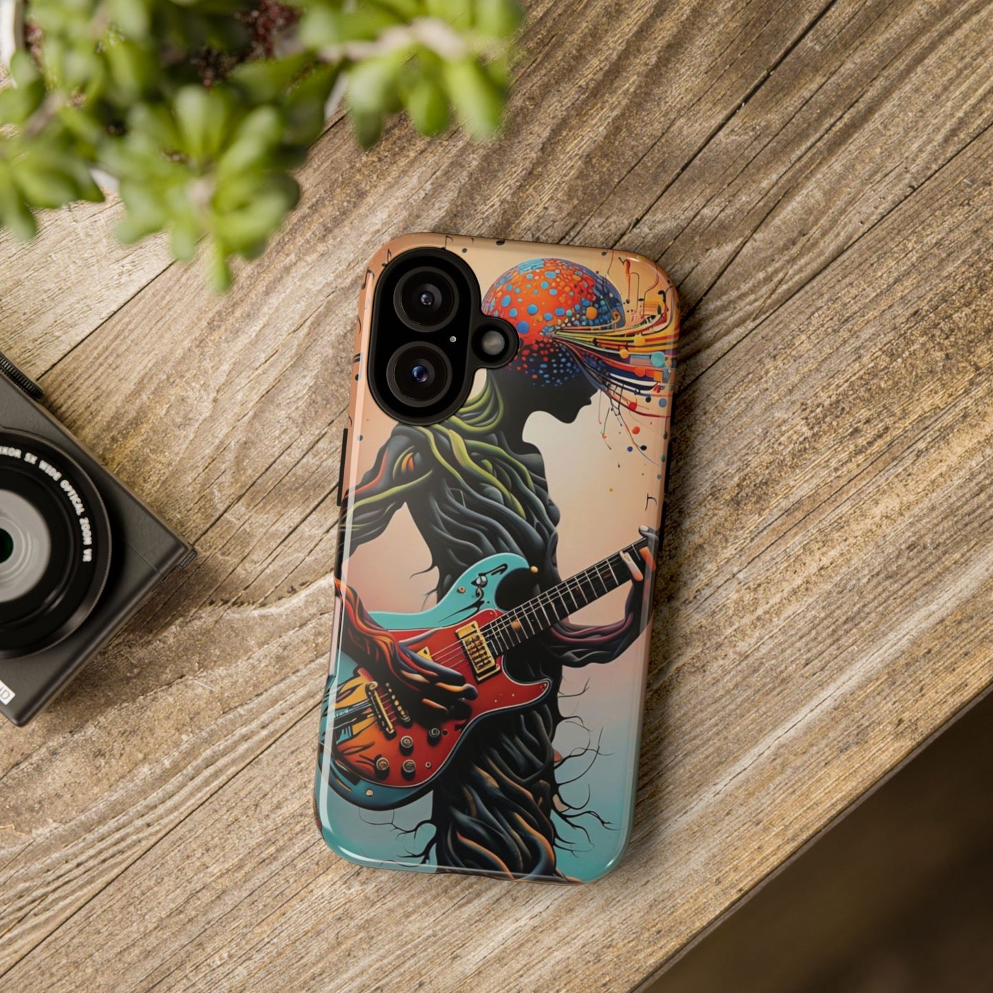 Phone Case Psychedelic Tree Guitarist – Abstract Music Art Cover