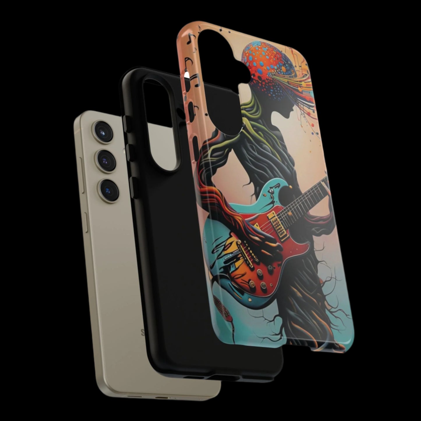 Phone Case Psychedelic Tree Guitarist – Abstract Music Art Cover