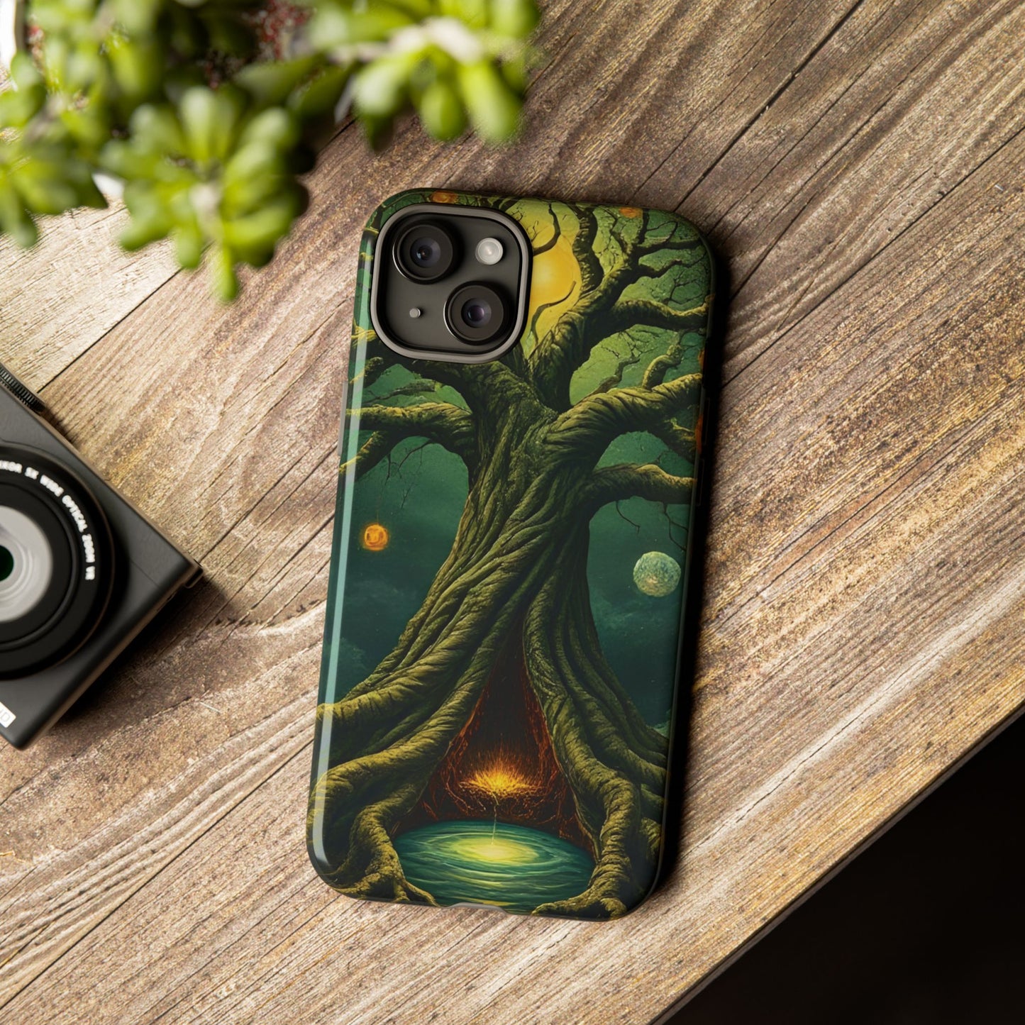 Phone Case Fantasy Tree Universe – Artistic iPhone Cover with Cosmic Design