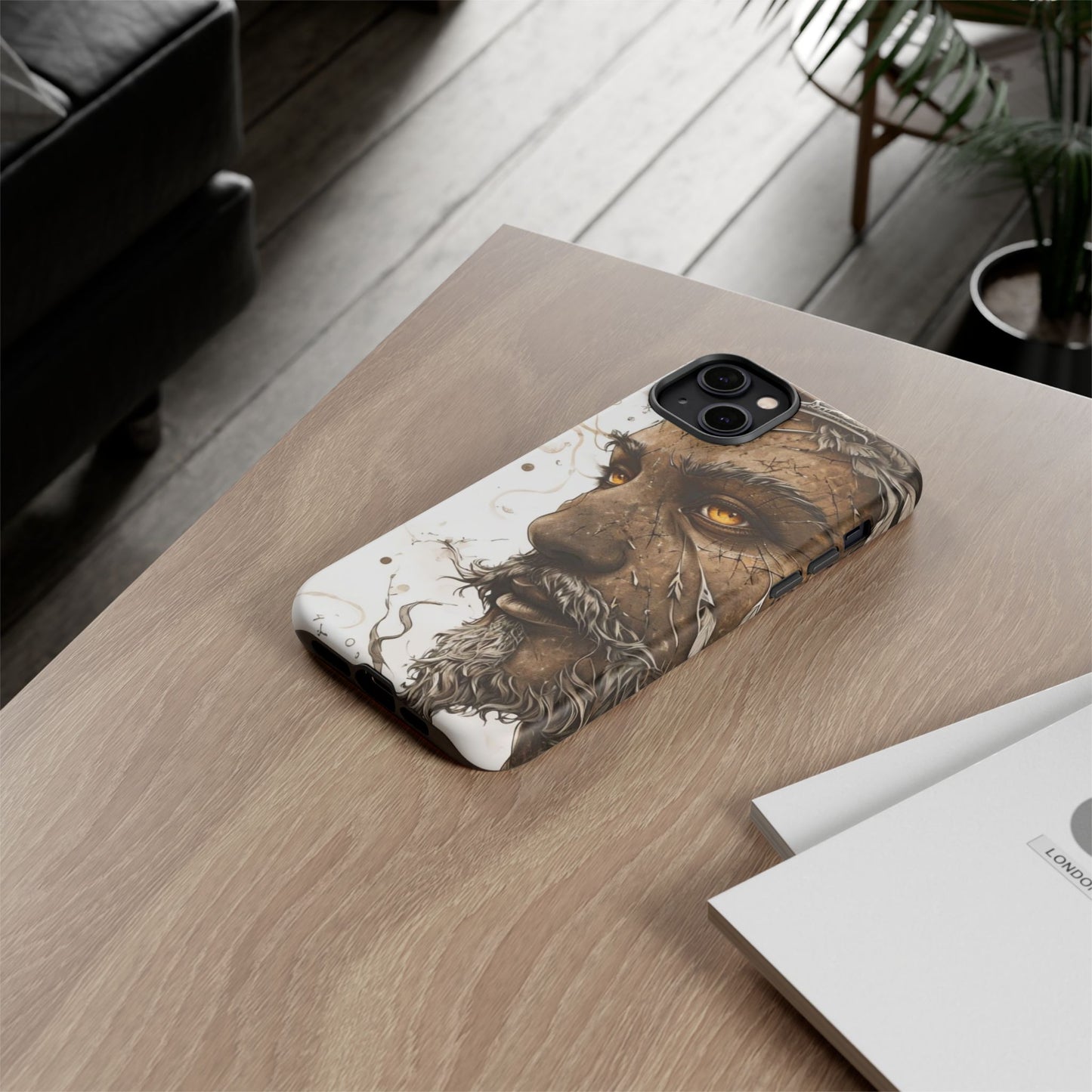 Phone Case Mystical Deity Portrait with Powerful Serene Expression and Ethereal Hues