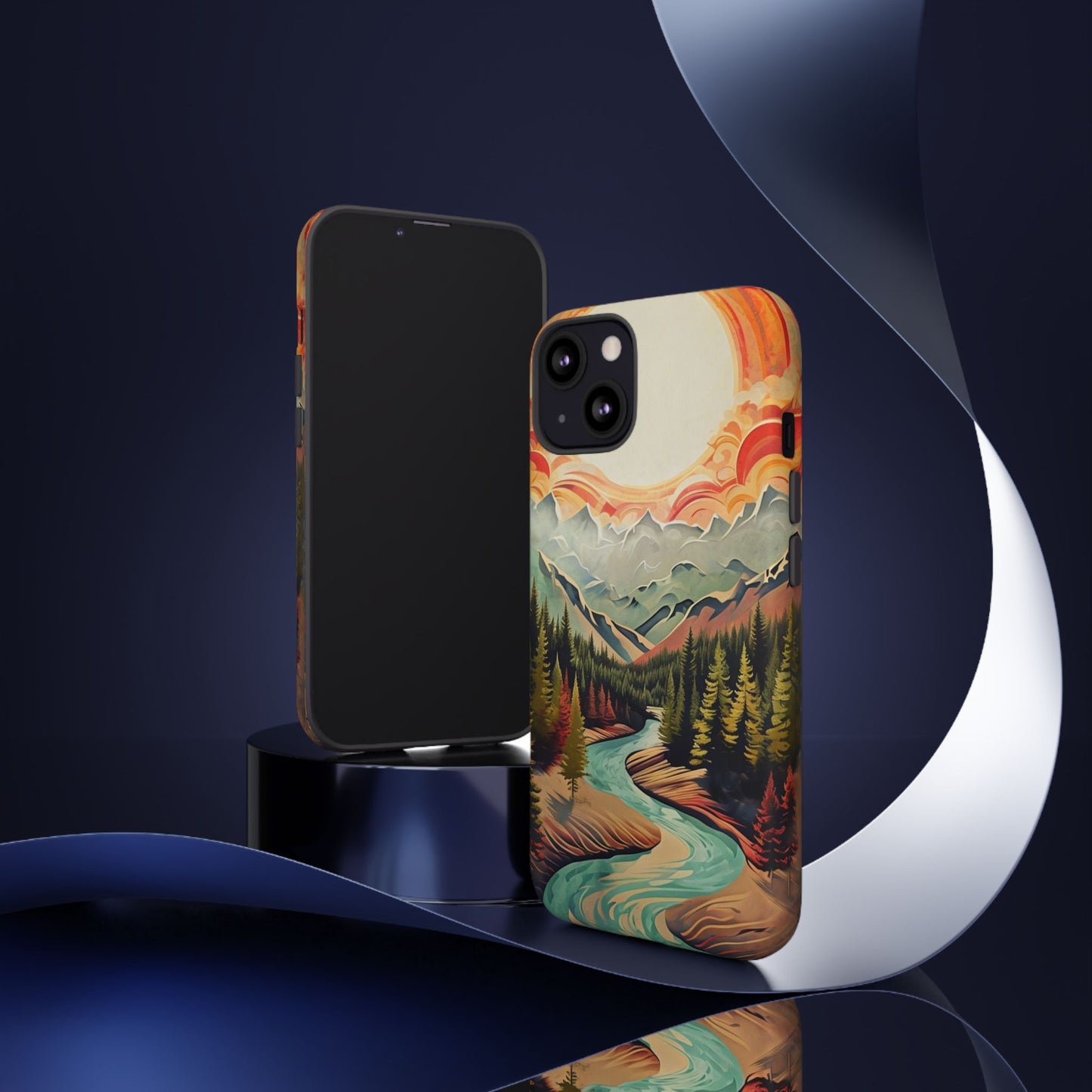 Phone Case Nature – Colorful Mountain Landscape Phone Cover – Artistic Wilderness Design
