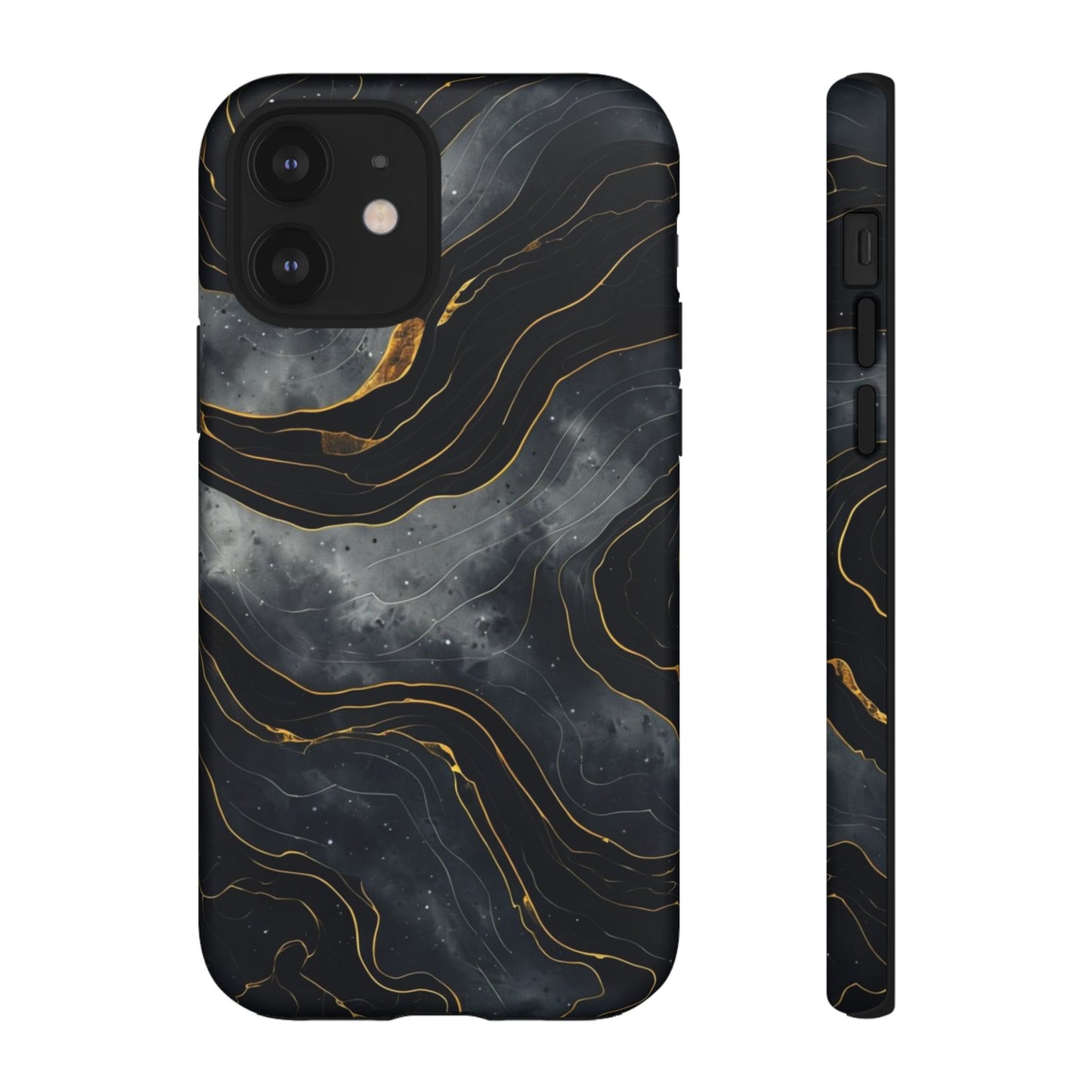 Phone Case Dark Elegance with Gold Accents – Stylish & Protective Cover