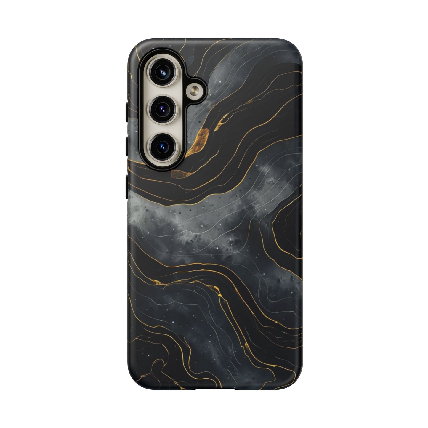 Phone Case Dark Elegance with Gold Accents – Stylish & Protective Cover