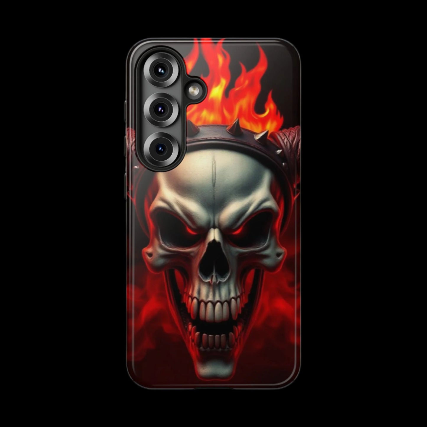 Phone Case Flaming Demon Skull – Horned Skull in Fire - Gothic & Dark Art Cover