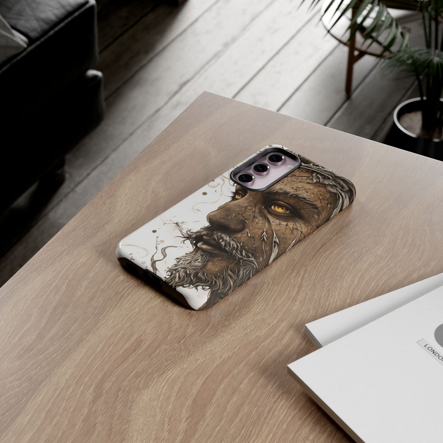 Phone Case Mystical Deity Portrait with Powerful Serene Expression and Ethereal Hues