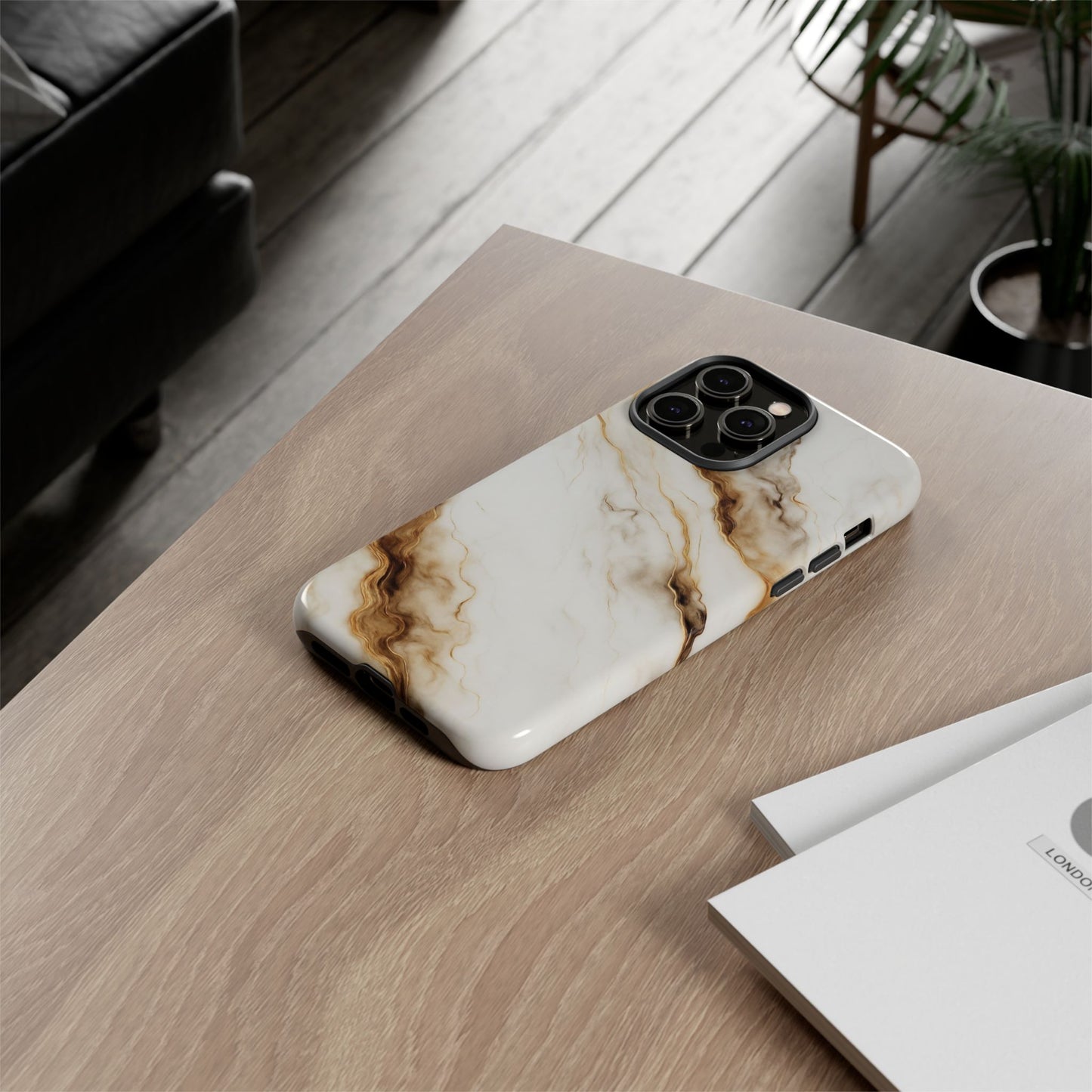 Phone Case Marble – Elegant Luxury Phone Cover, Sleek Design, Brown Beige Marble Pattern
