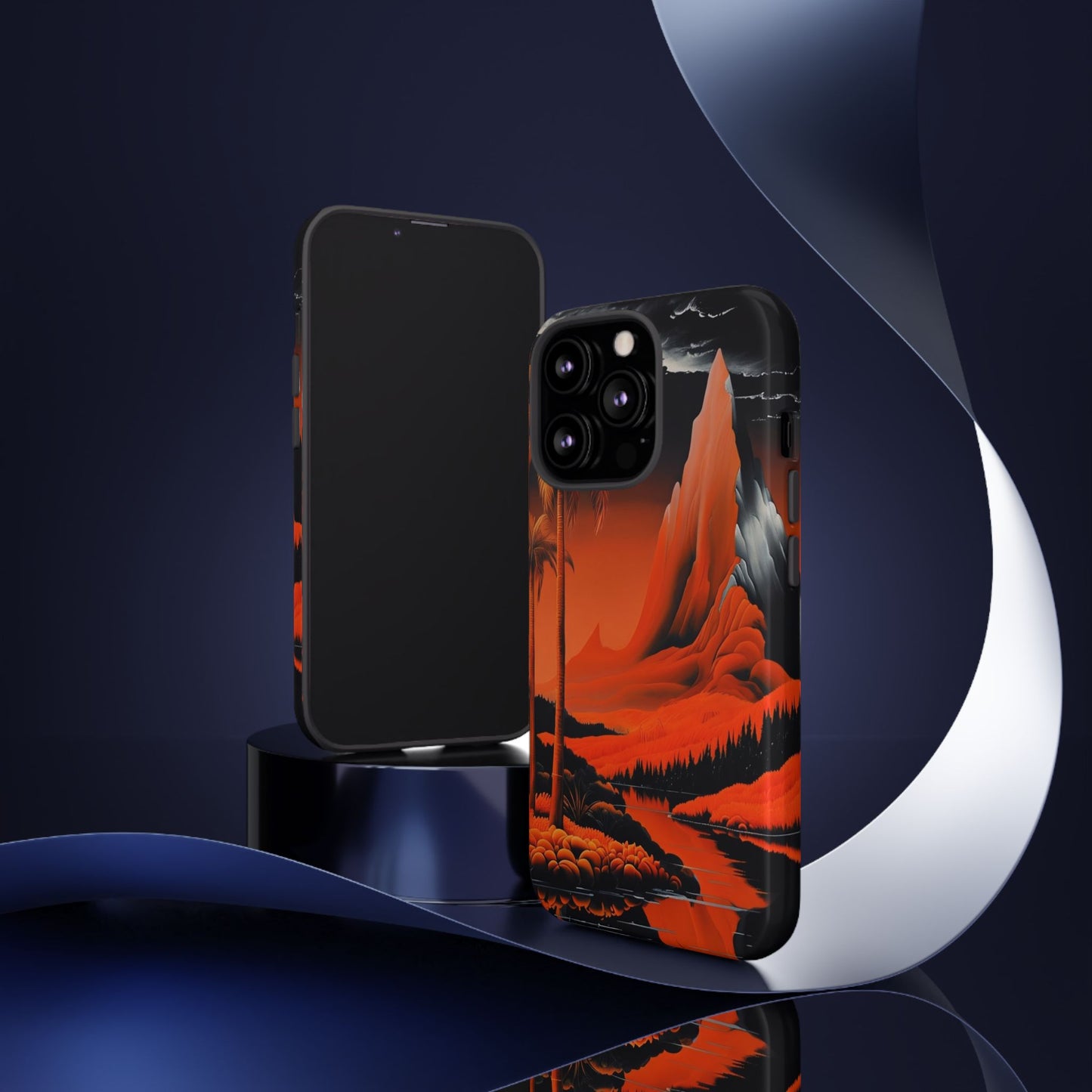 Phone Case Tropical Sci-Fi – Futuristic Red Jungle & Mountain Art Cover