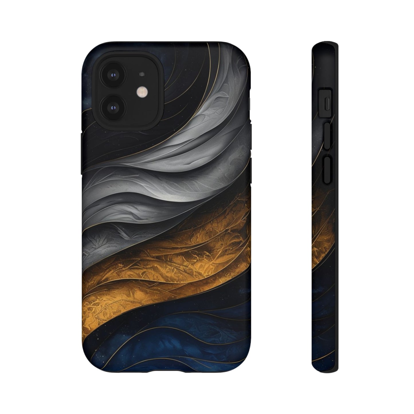 Phone Case Elegant Abstract Marble – Gold, Grey & Navy Design