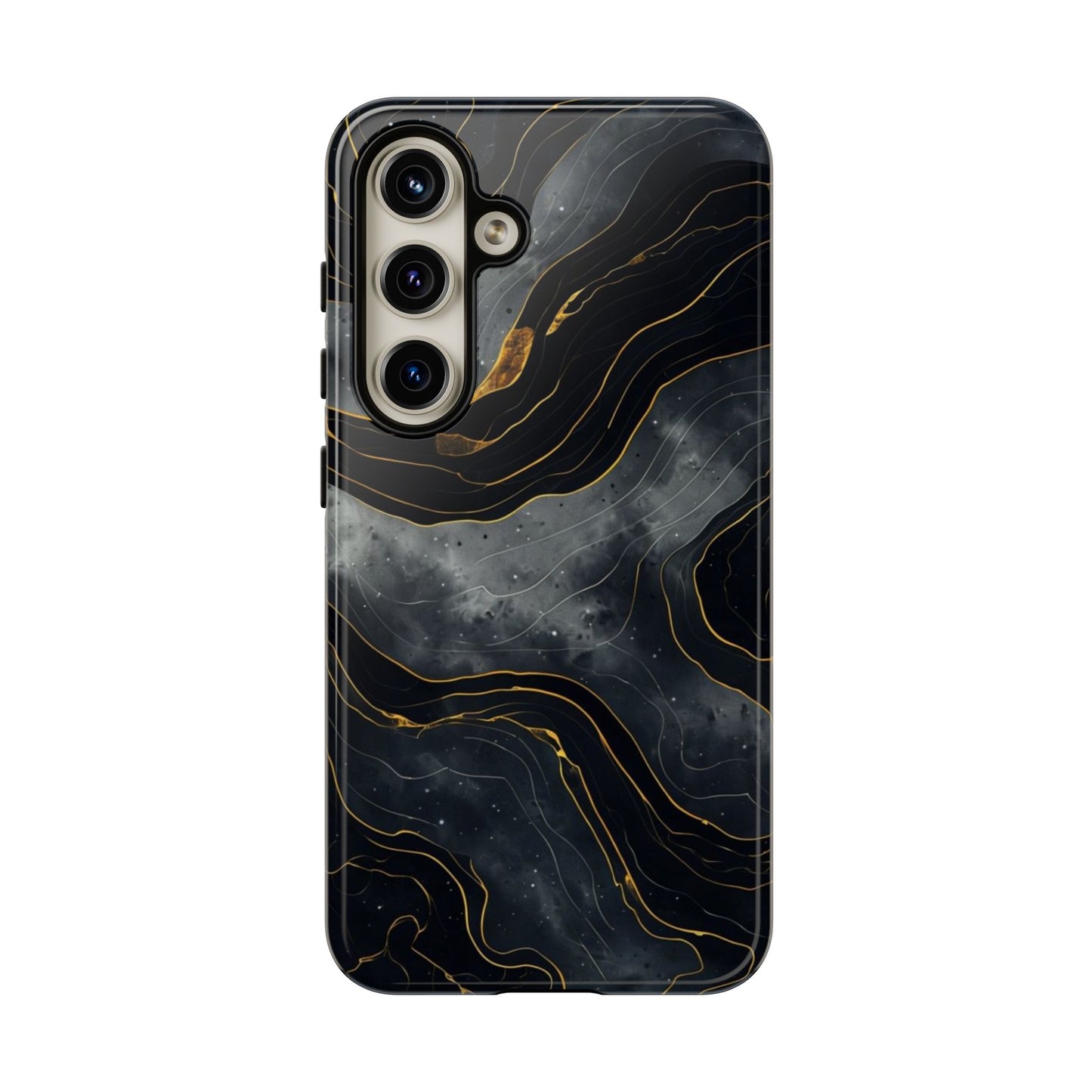 Phone Case Dark Elegance with Gold Accents – Stylish & Protective Cover