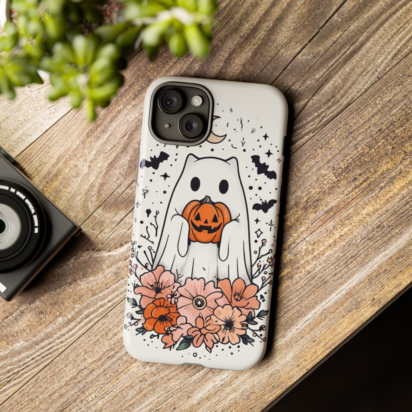 Halloween Phone Case with Ghost and Jack-O'-Lantern Design for Spooky Festive Style